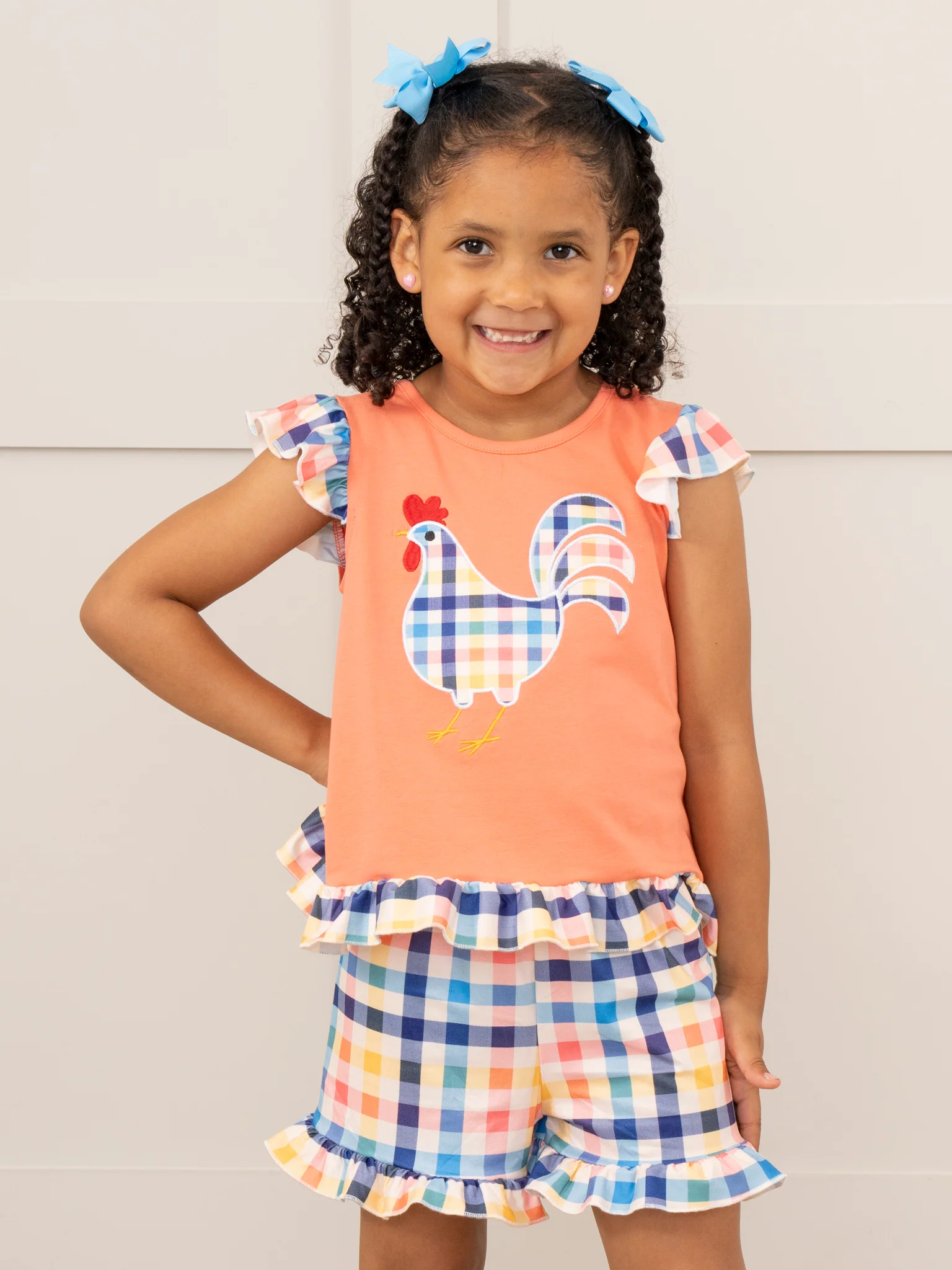 Orange Gingham Chicken Ruffle Outfit - Image 3