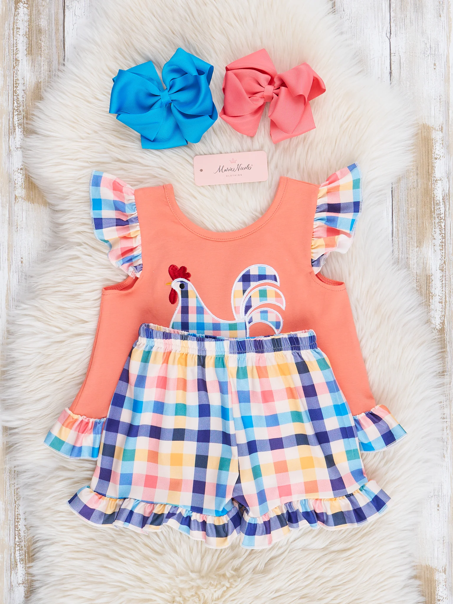 Orange Gingham Chicken Ruffle Outfit - Image 4