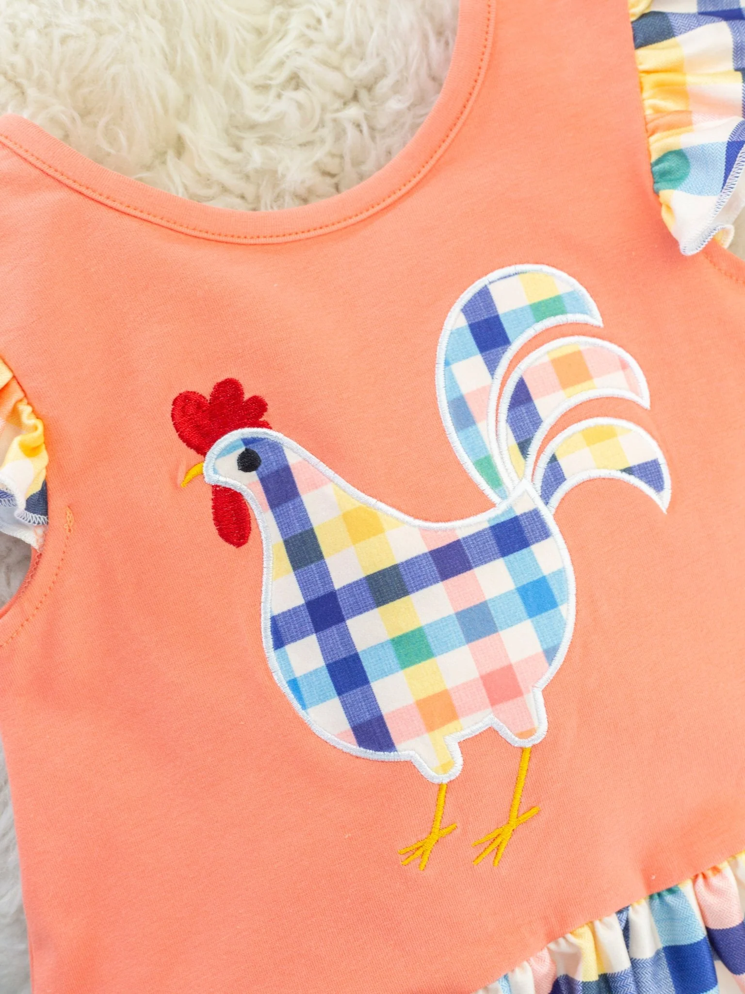 Orange Gingham Chicken Ruffle Outfit - Image 5