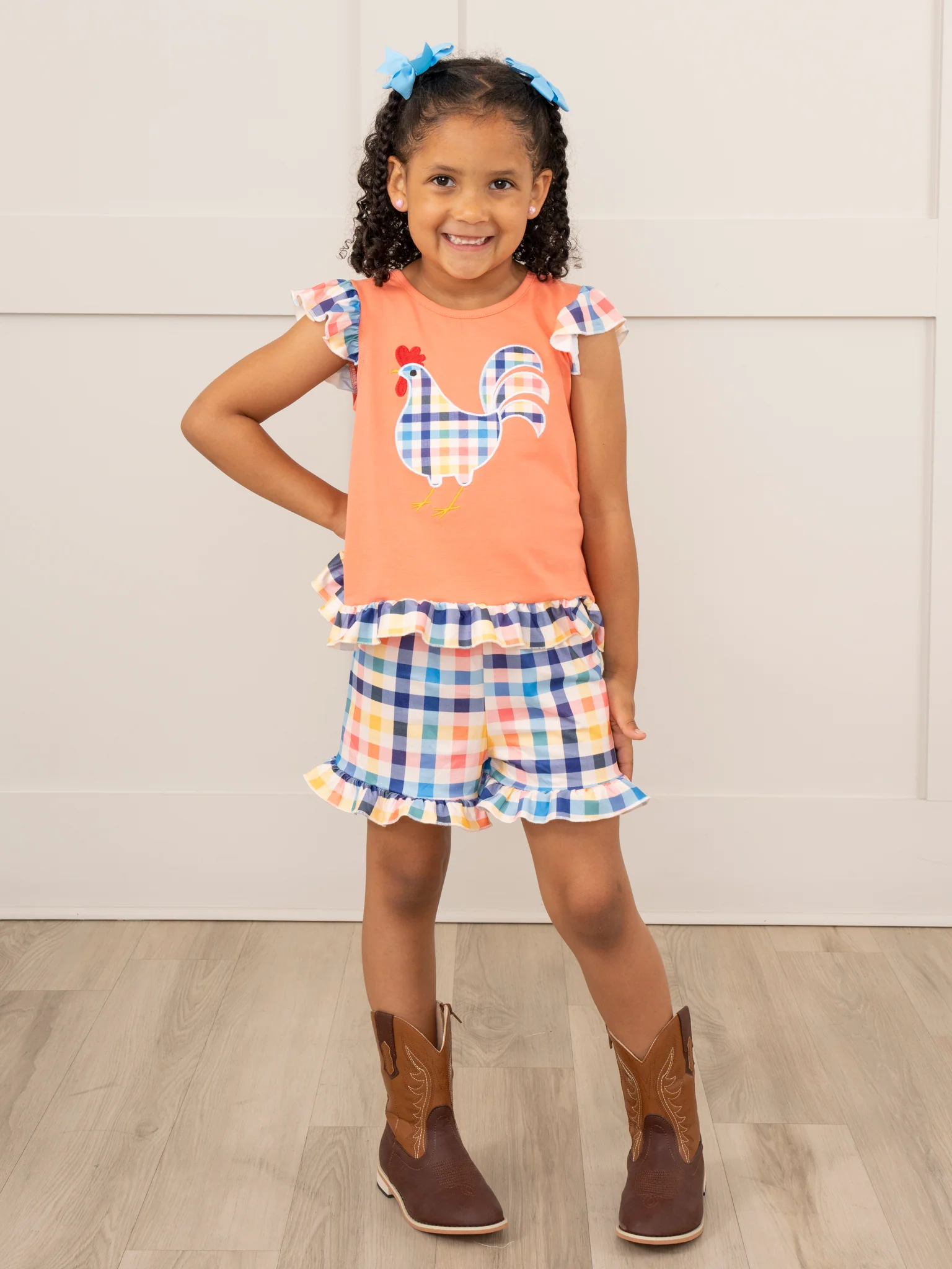 Orange Gingham Chicken Ruffle Outfit - Image 6