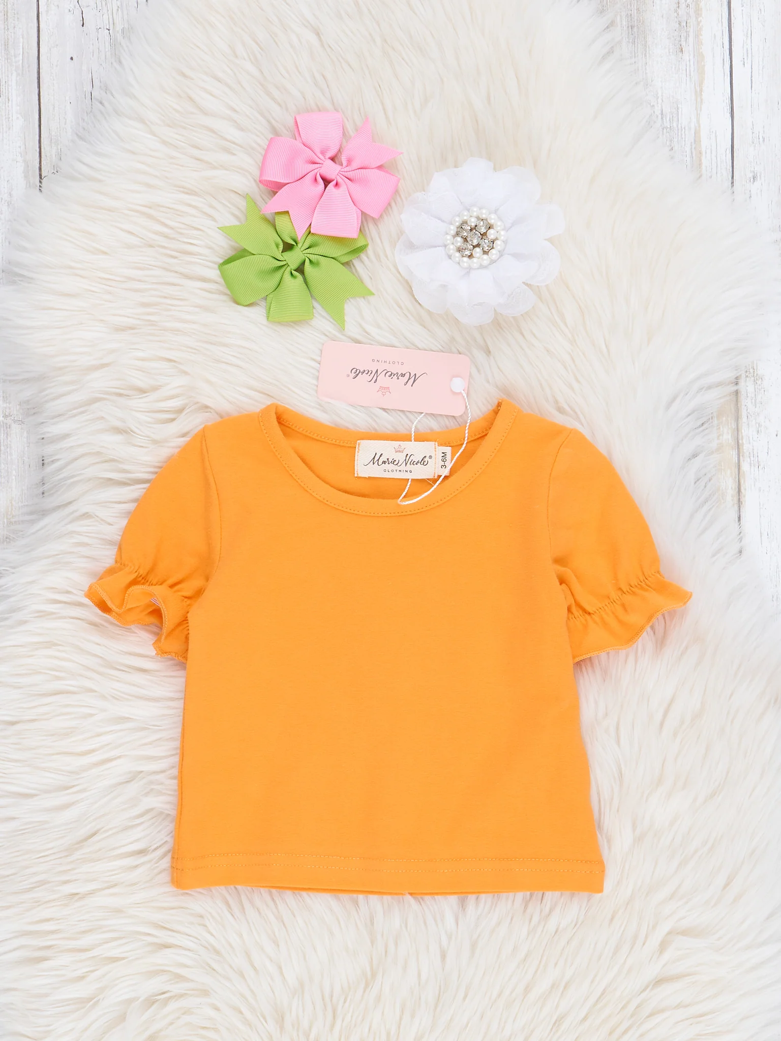 Orange Gingham Embroidered Carrot Overalls Set - Image 3