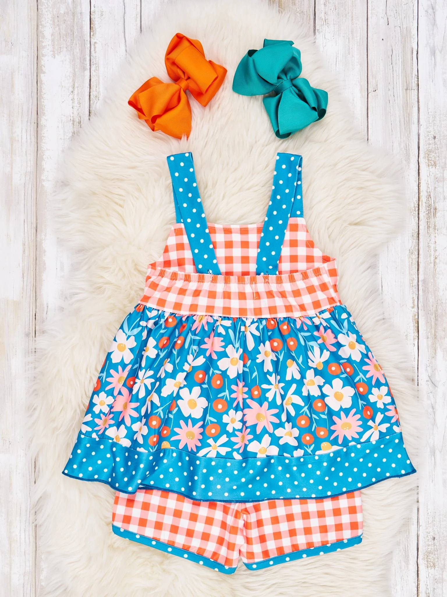 Orange Gingham Floral Outfit - Image 3