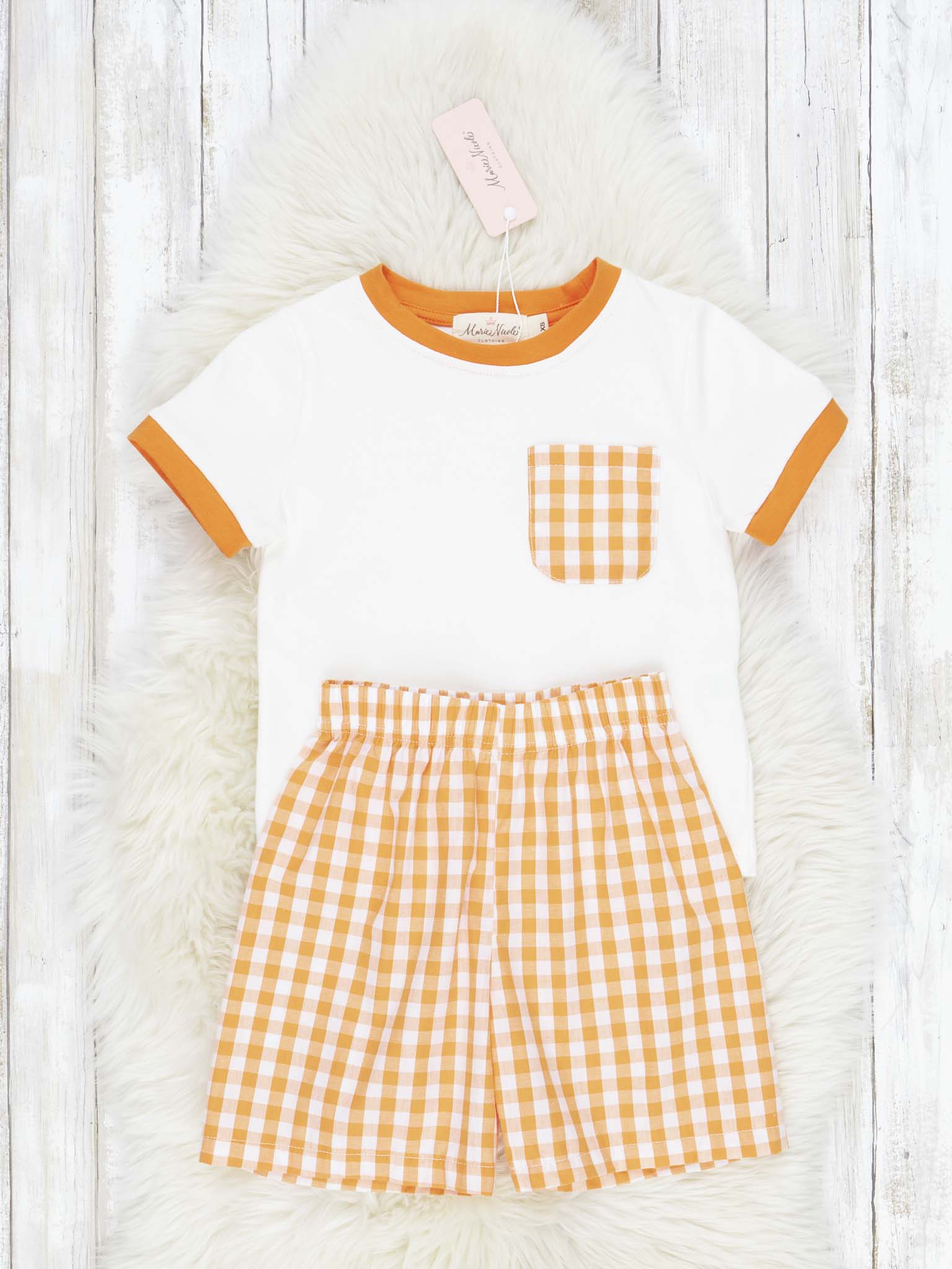 Orange & White Gingham Outfit - Image 2