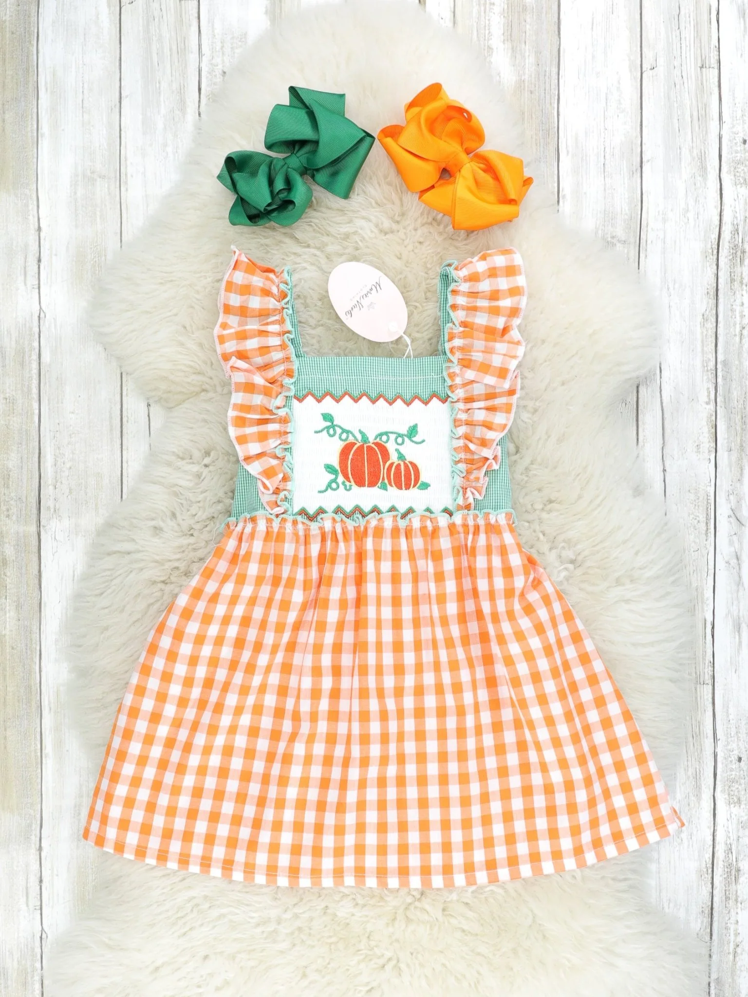 Orange Gingham Pumpkin Tank Dress