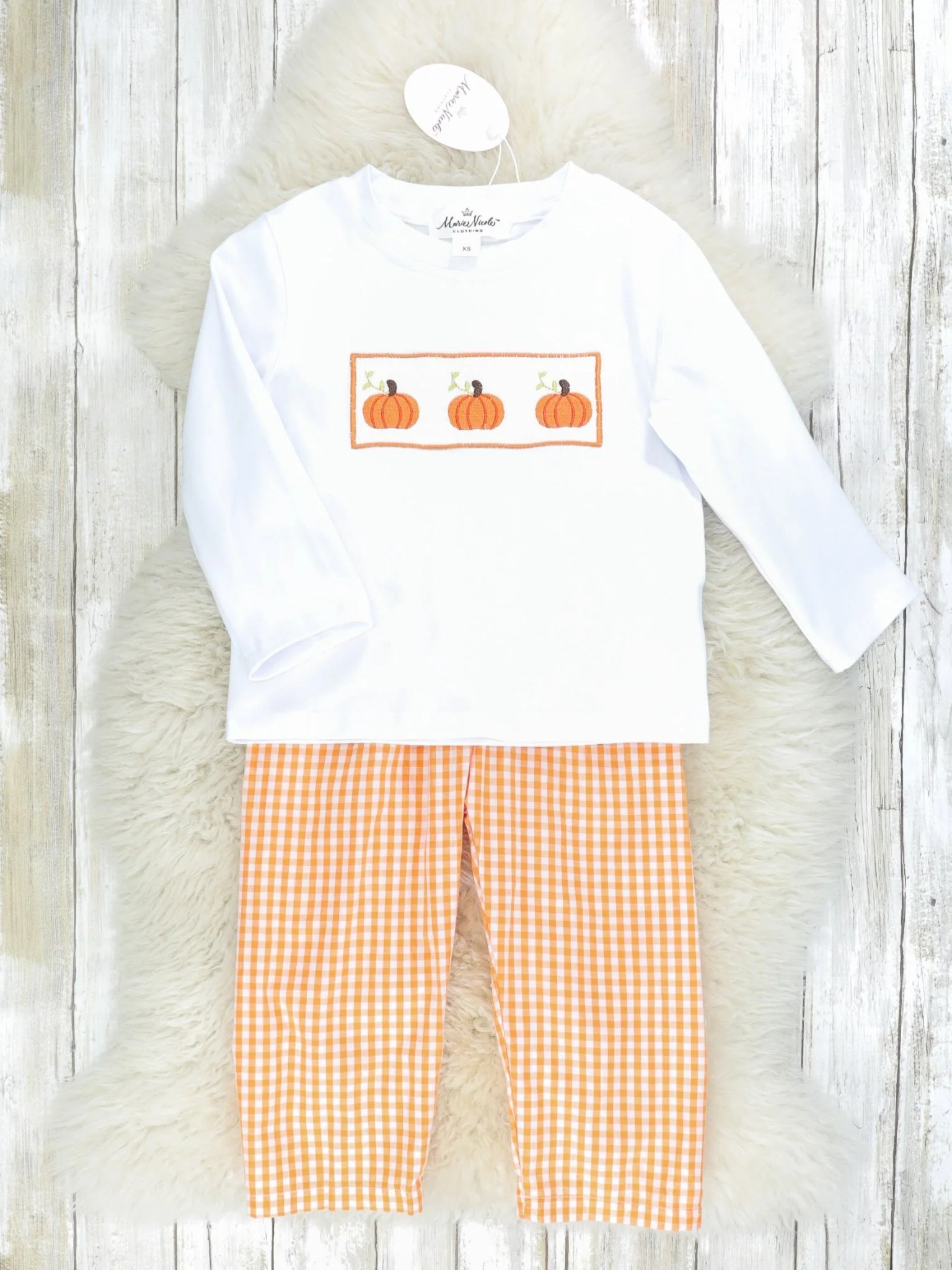 Orange Gingham Smocked Pumpkin Outfit