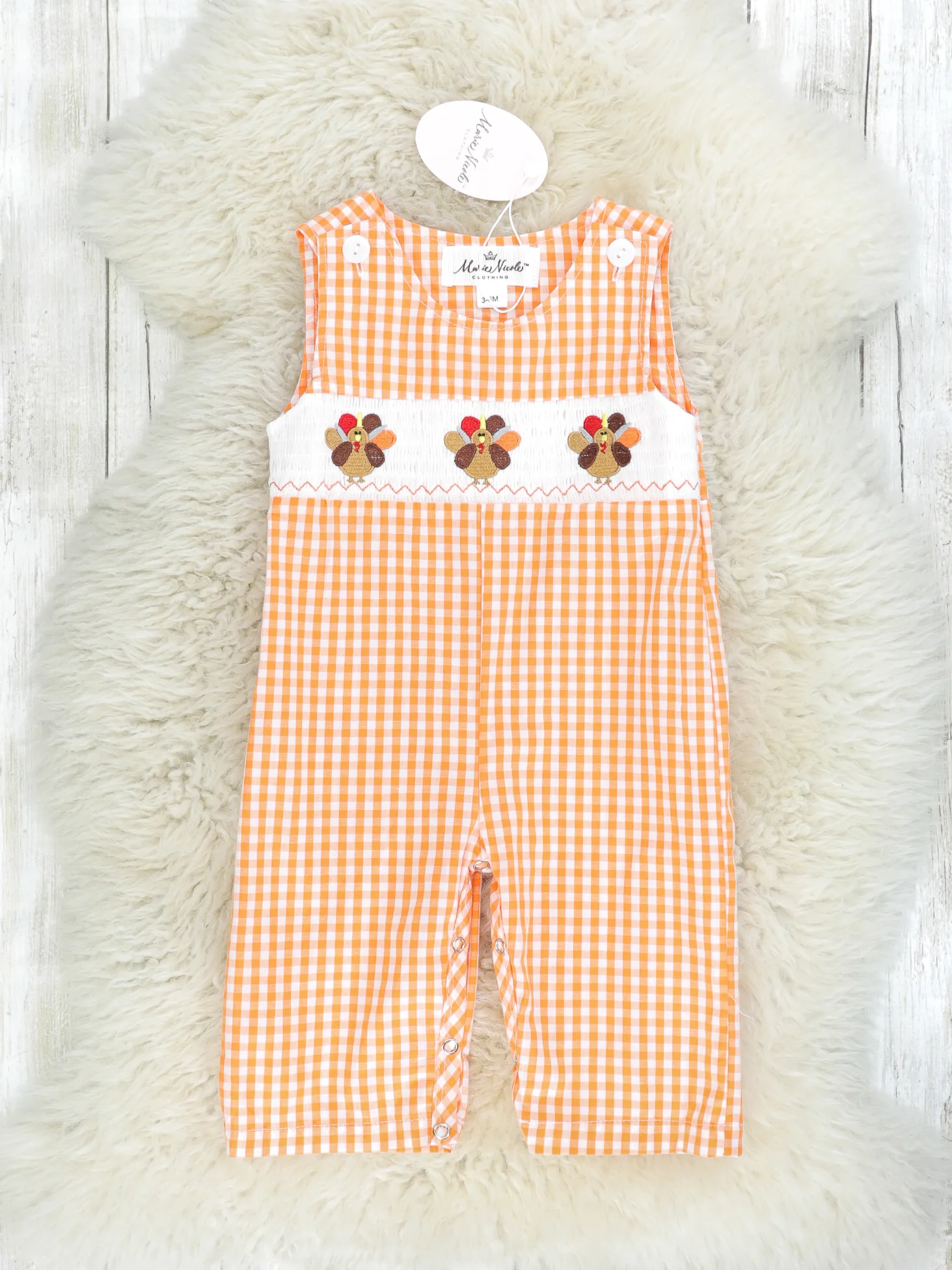 Orange Gingham Smocked Turkey Johnny