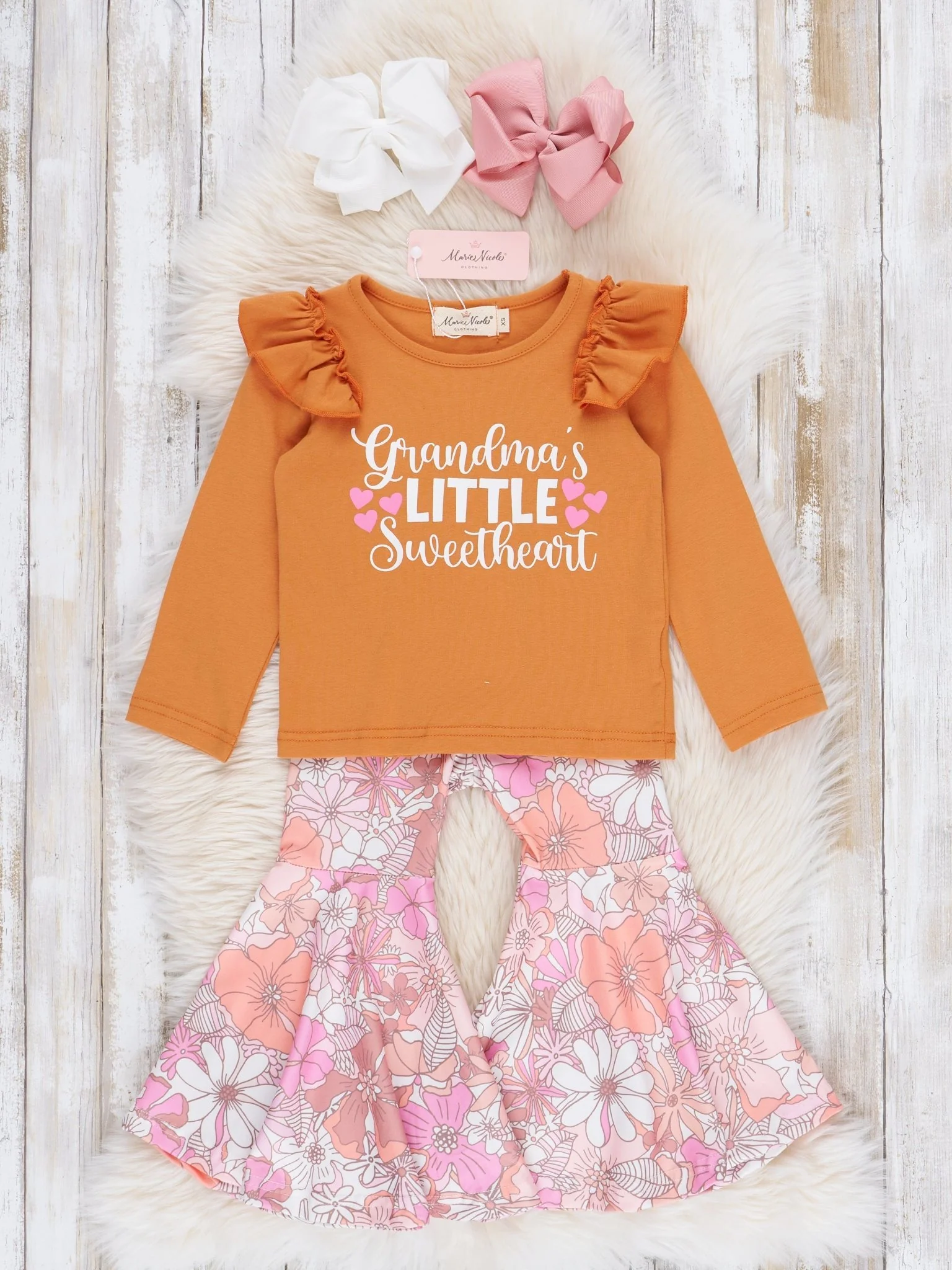 Orange "Grandma's Little Sweetheart" Bell Bottom Outfit
