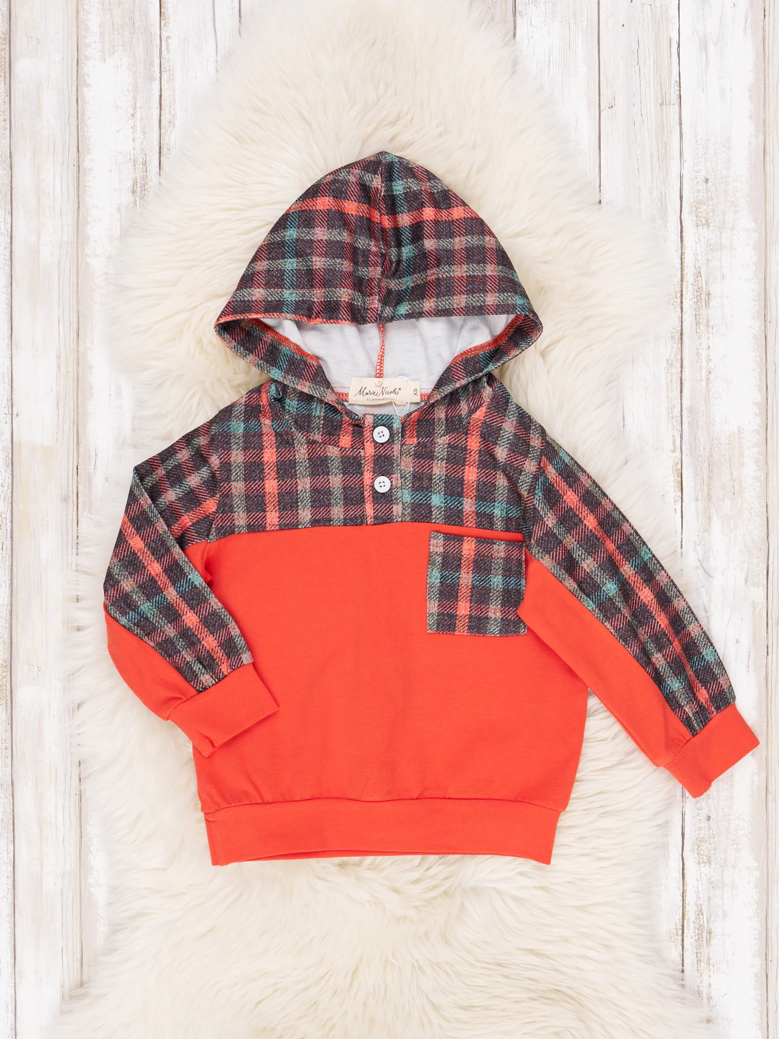 Orange & Green Plaid Hoodie