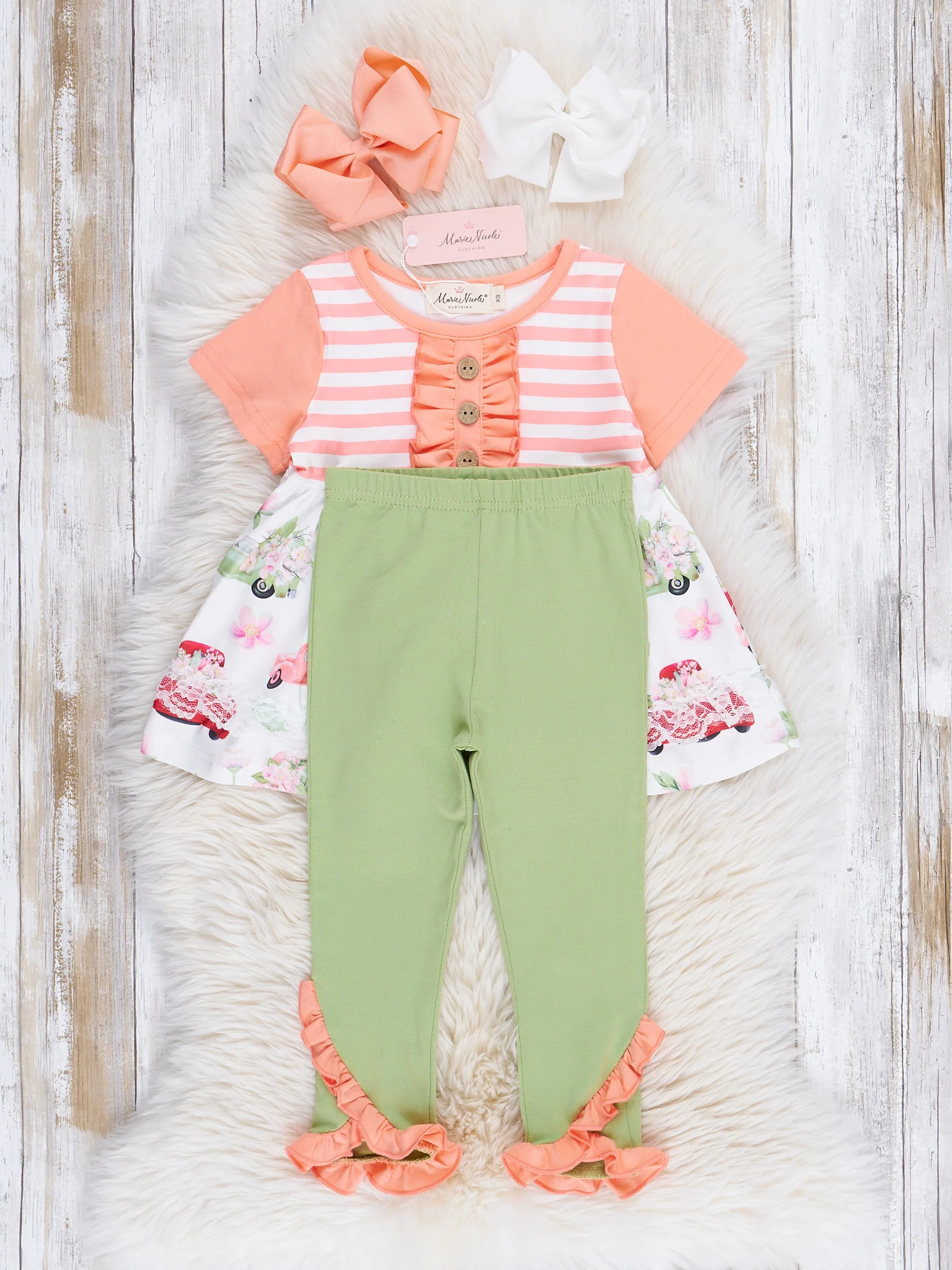 Orange & Green Plaid Truck Ruffle Outfit - Image 2