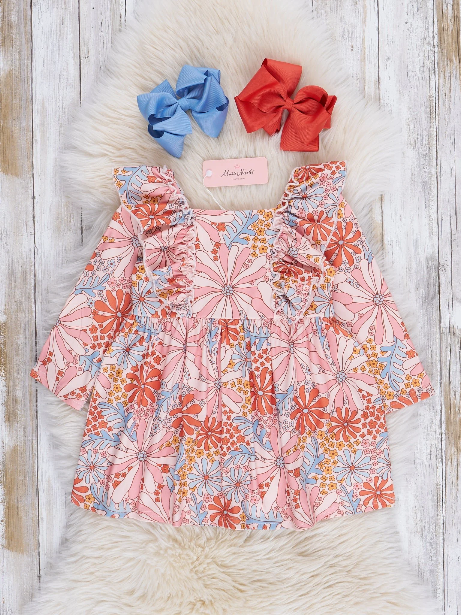 Orange & Grey Wildflowers Dress