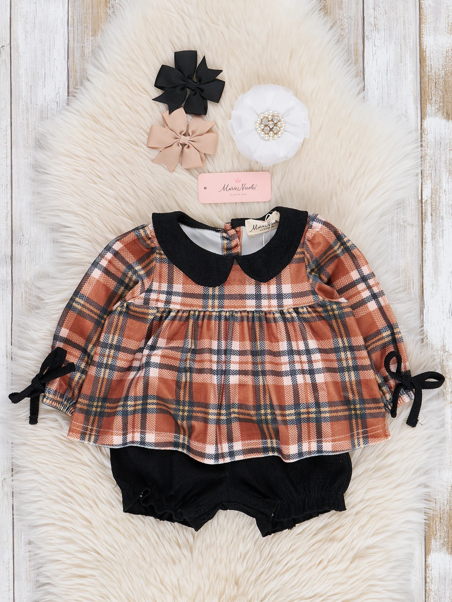 Orange Harvest Plaid Ruffle Bloomers Outfit