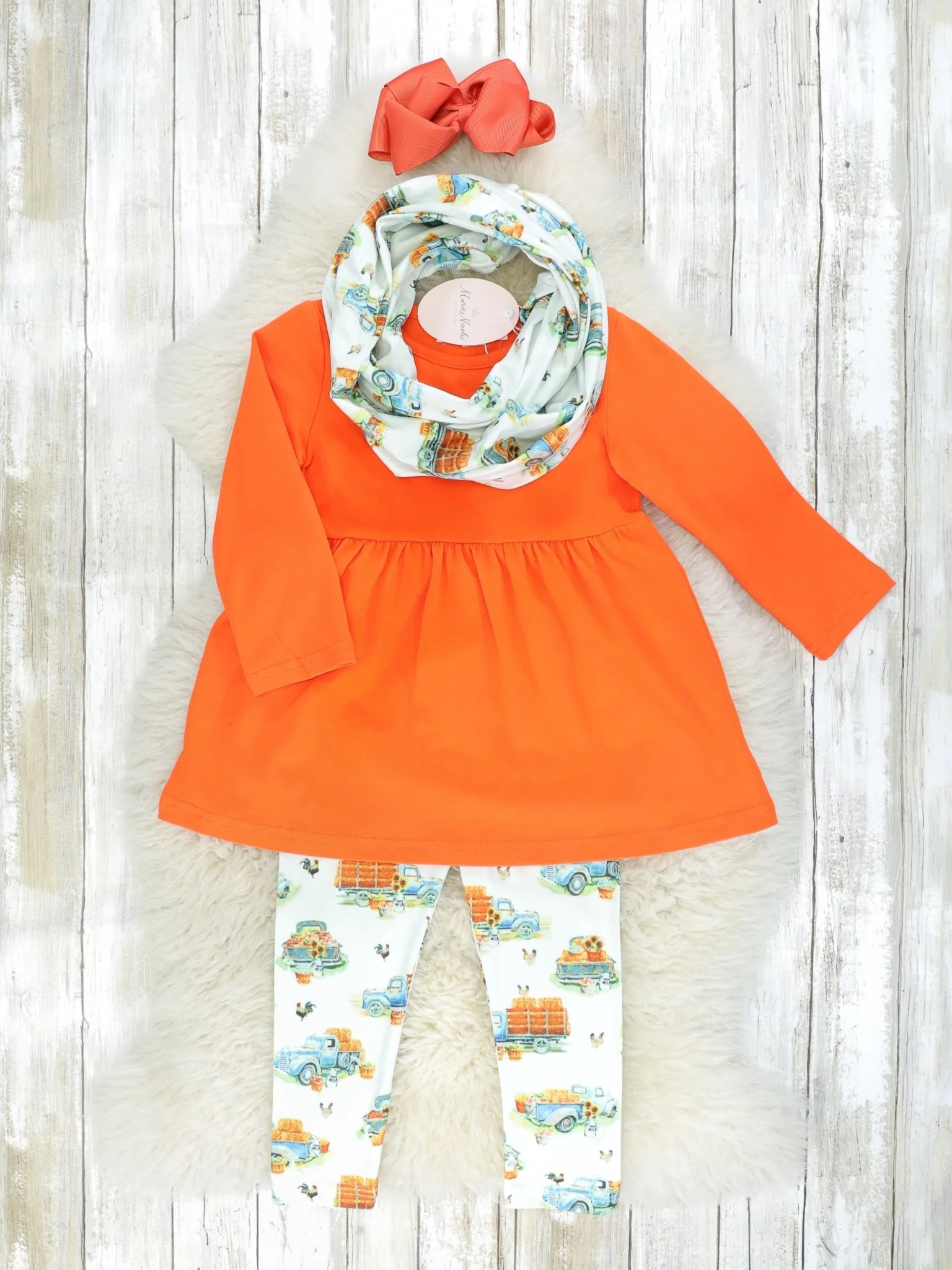 Orange Hayride Outfit W/ Scarf