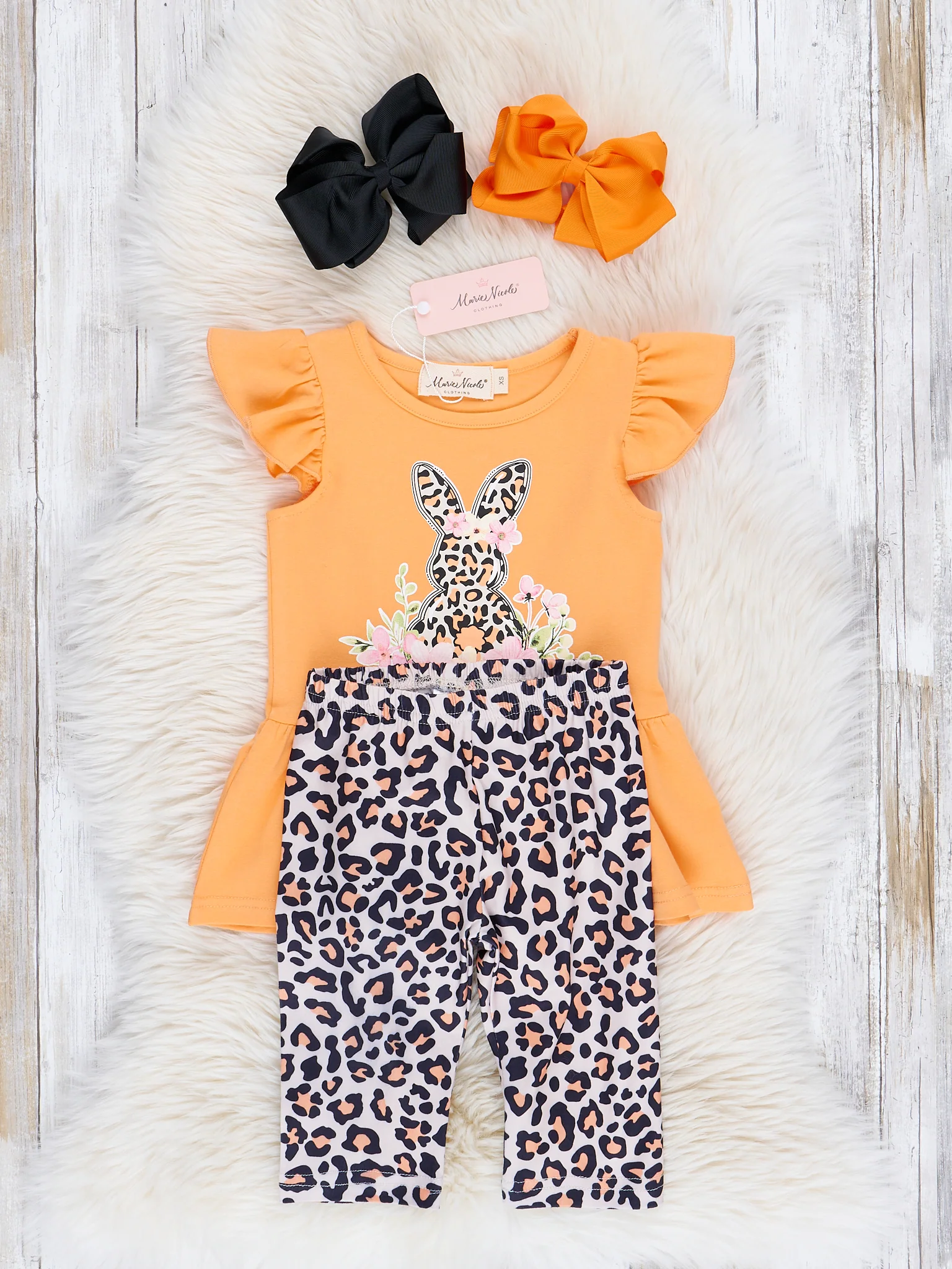 Orange Leopard Bunny Garden Ruffle Outfit - Image 2