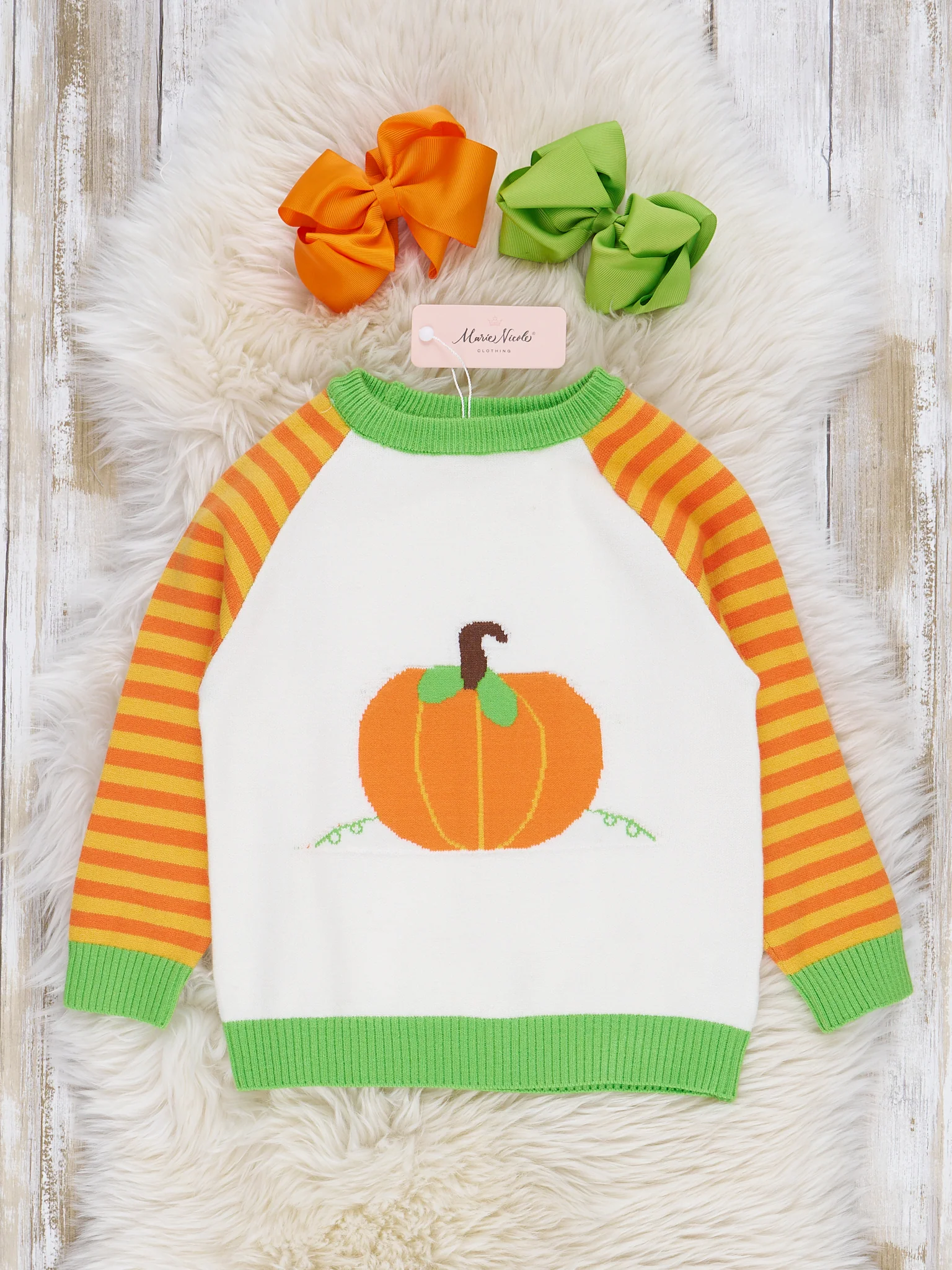 Orange & Lime Pumpkin Raglan Sweater
