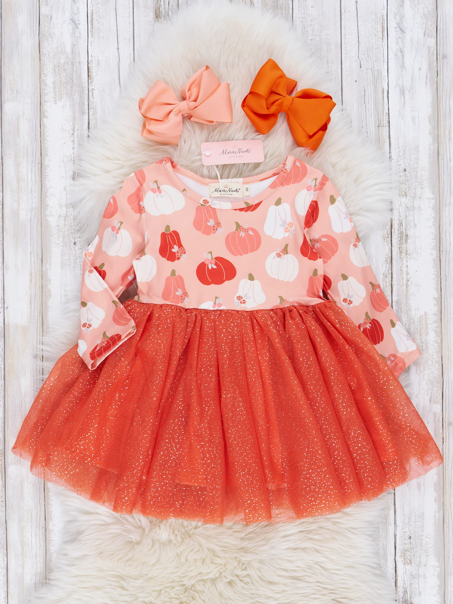 Orange & Peach Pumpkin Garden Tulle Dress