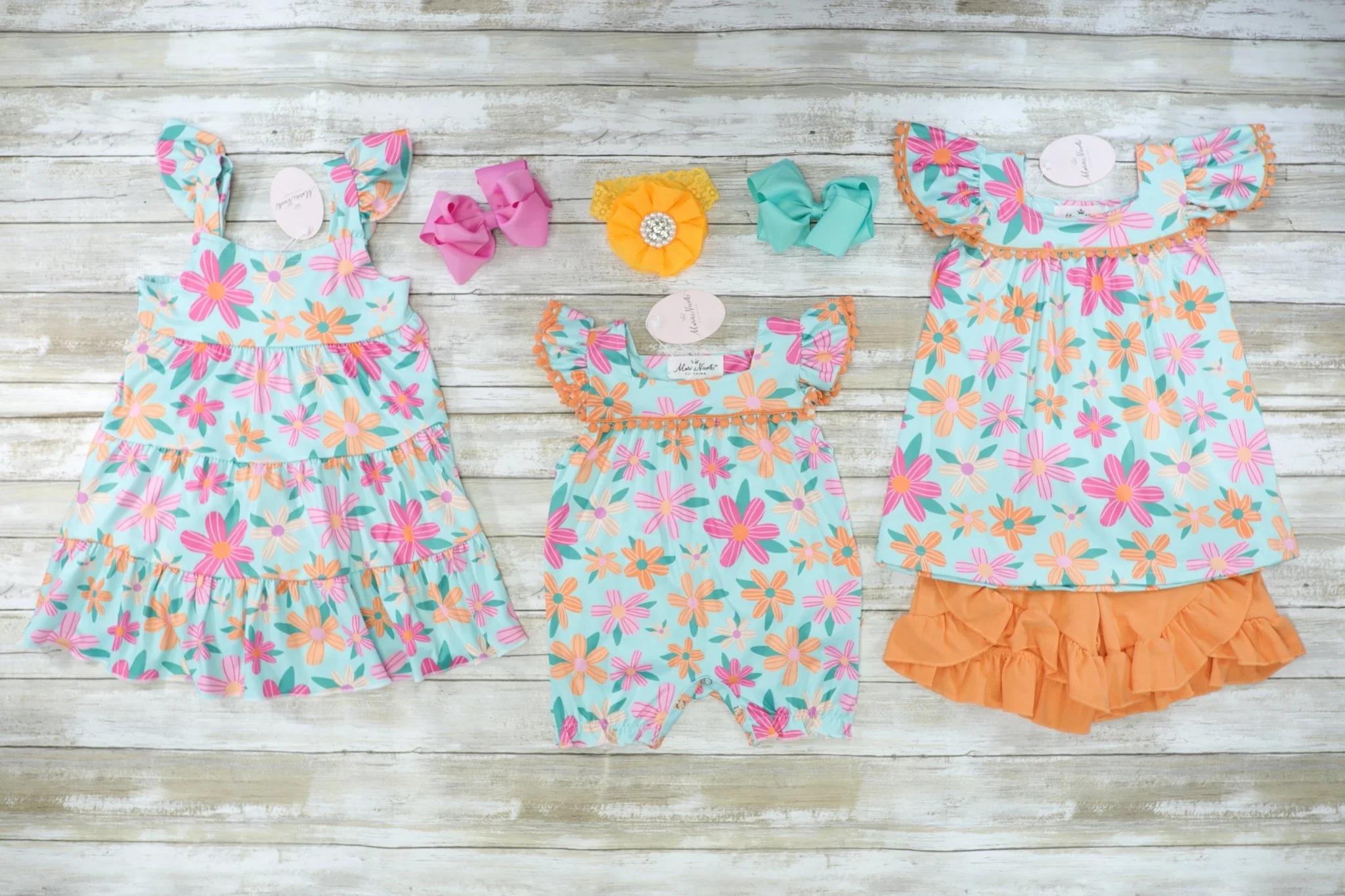 Orange & Pink Floral Tiered Ruffle Dress - Image 2