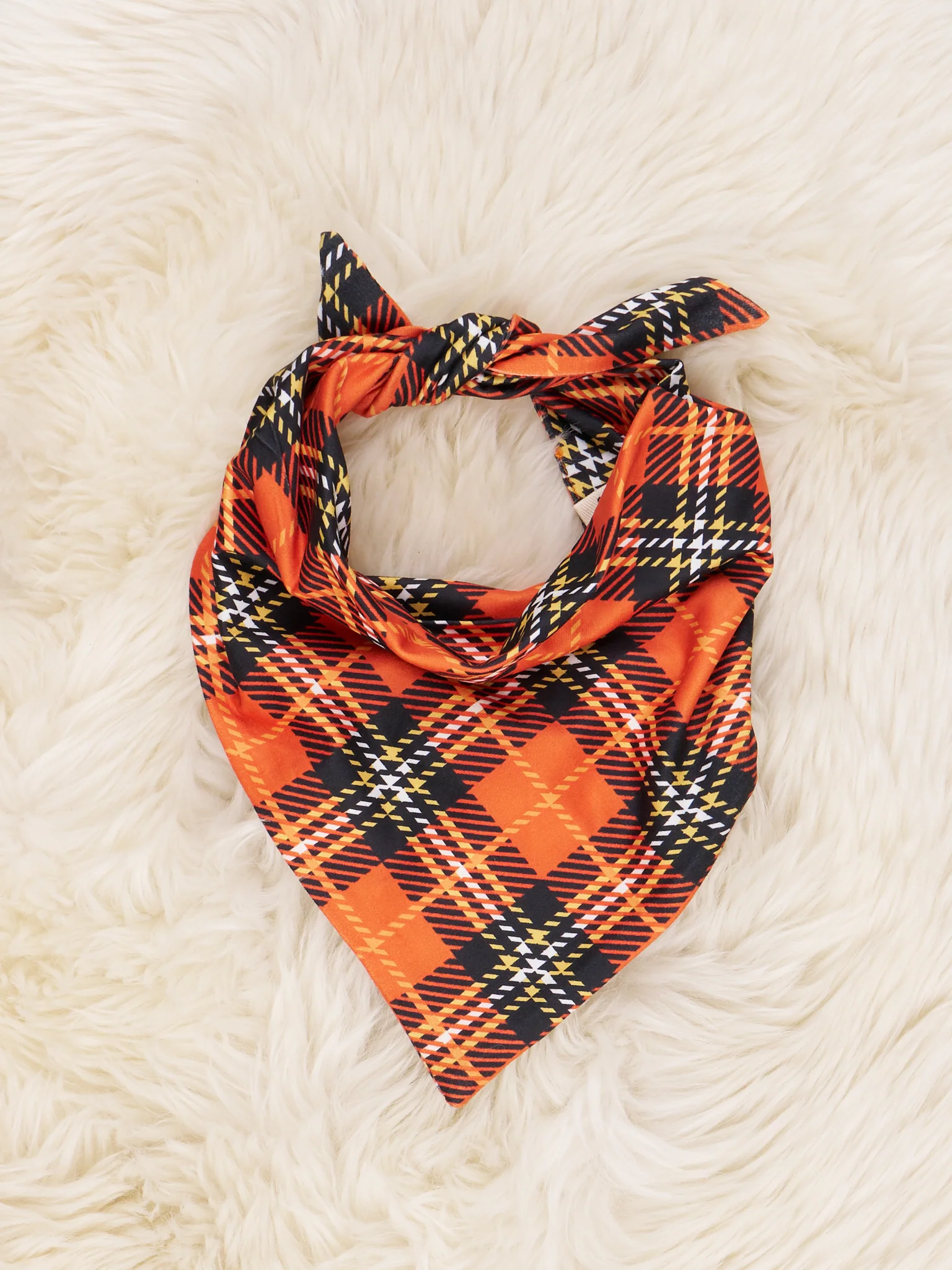 Orange Plaid Fall Bandana - Image 3