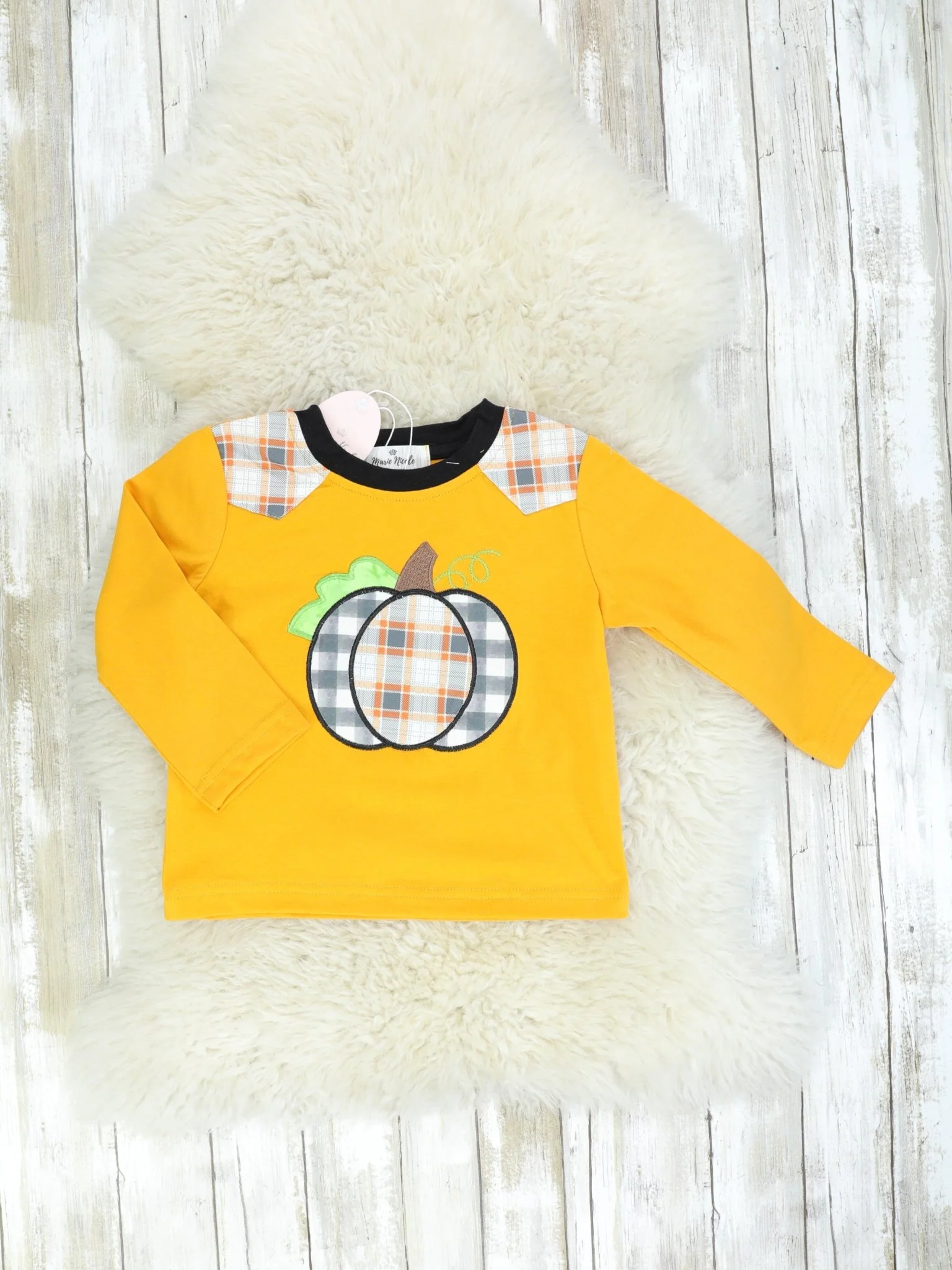 Mustard Plaid Pumpkin Long Sleeve Shirt