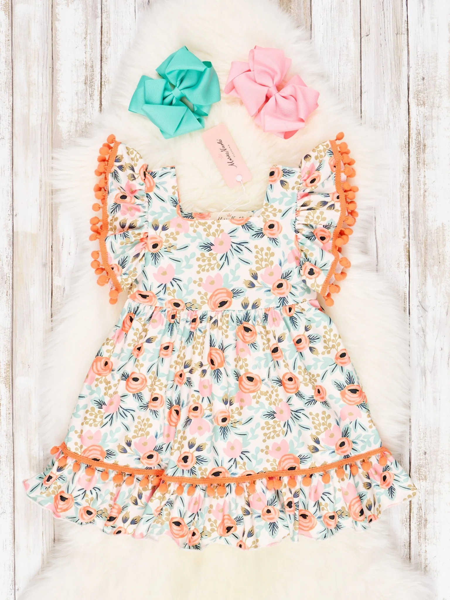 Orange Poppy Ruffle Dress