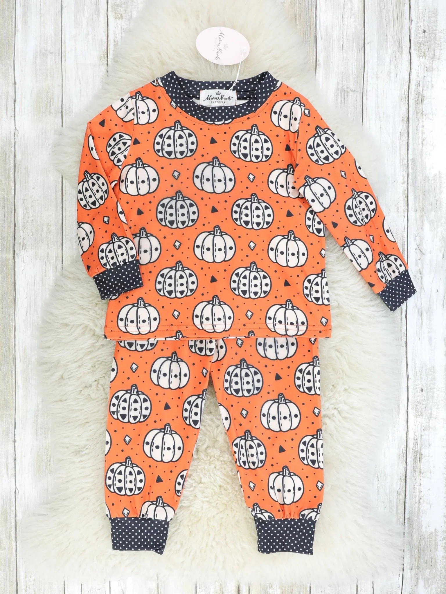 Orange Pumpkin Pajama Set
