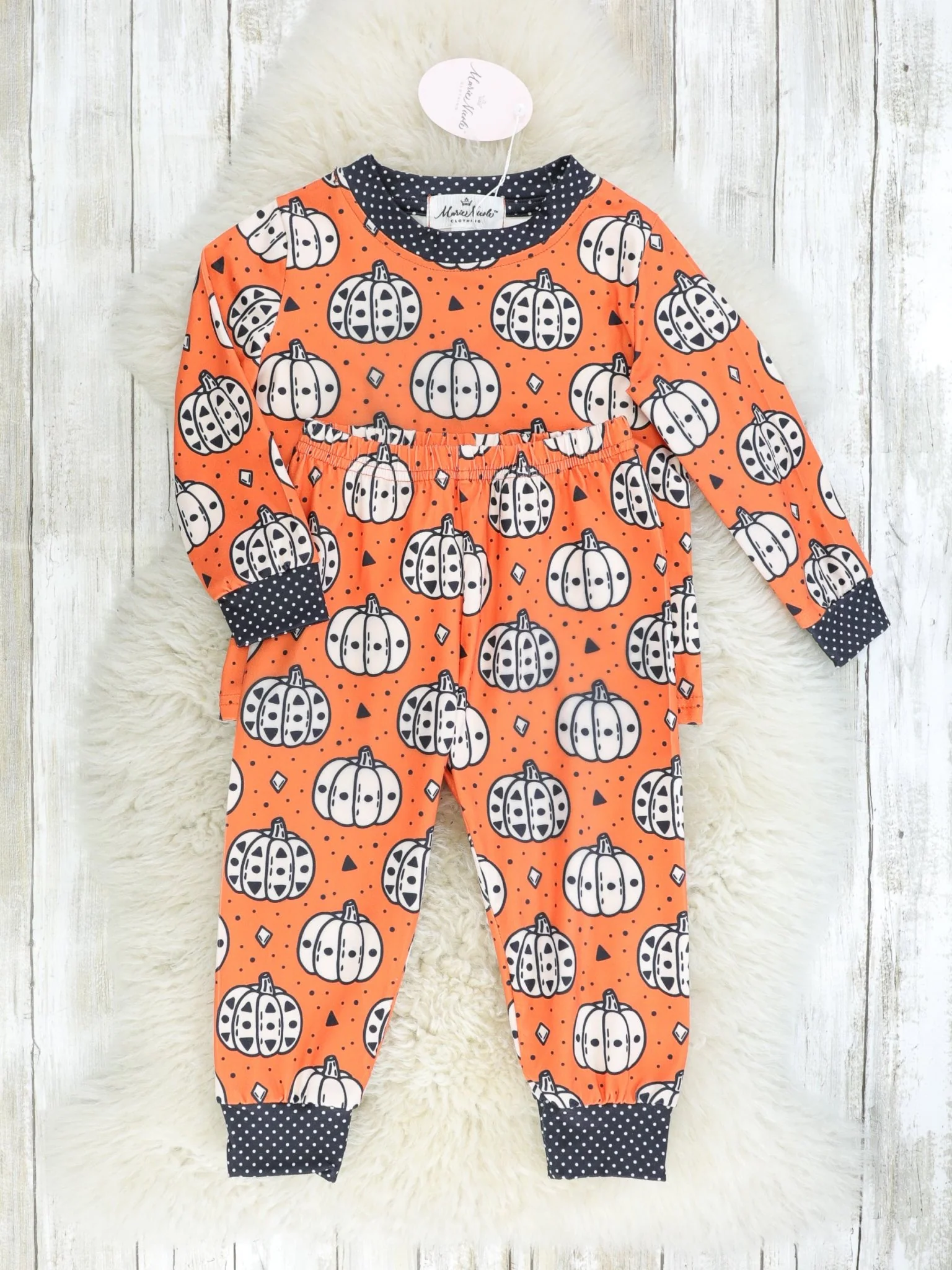 Orange Pumpkin Pajama Set - Image 2