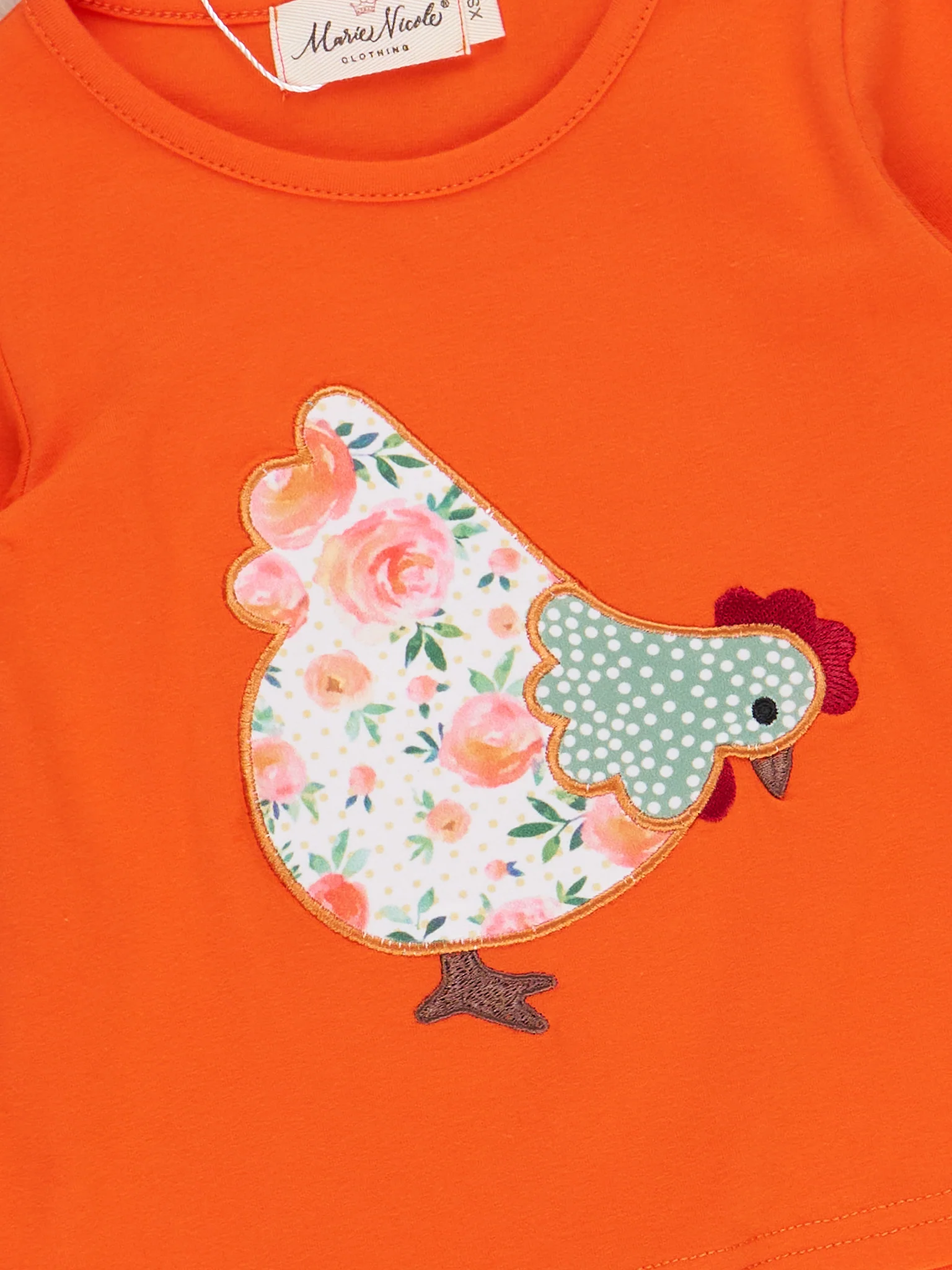 Orange Ruffle Floral Chicken Bell Bottom Outfit - Image 4