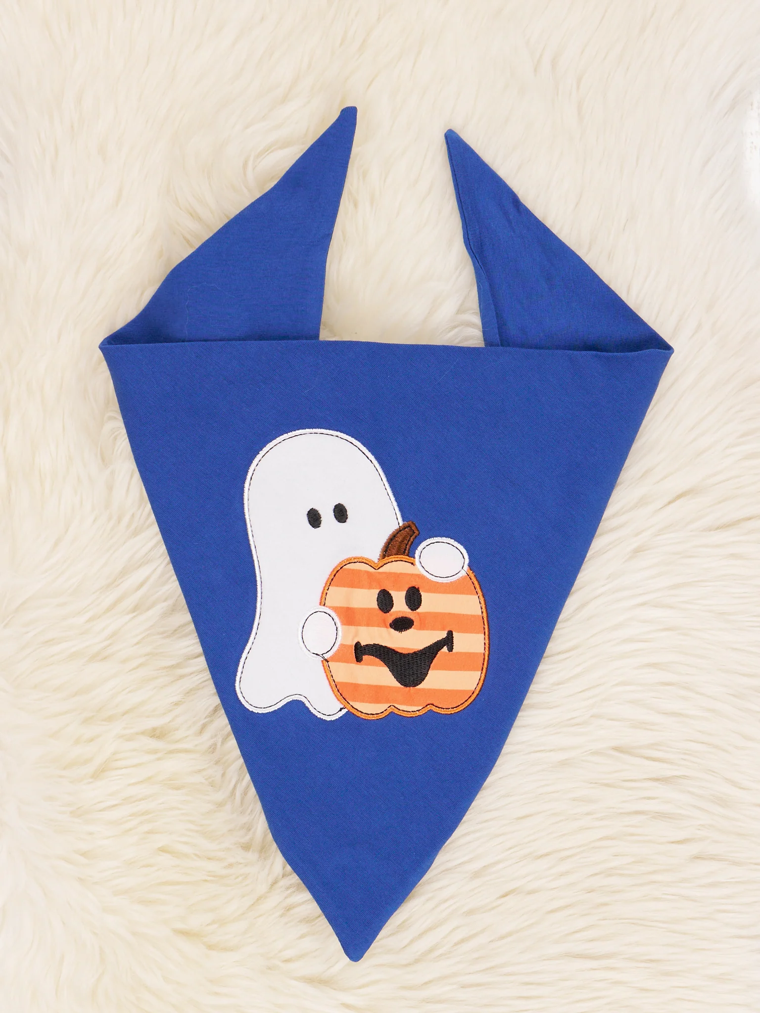 Orange Stripe & Blue Pumpkin Bandana - Image 2