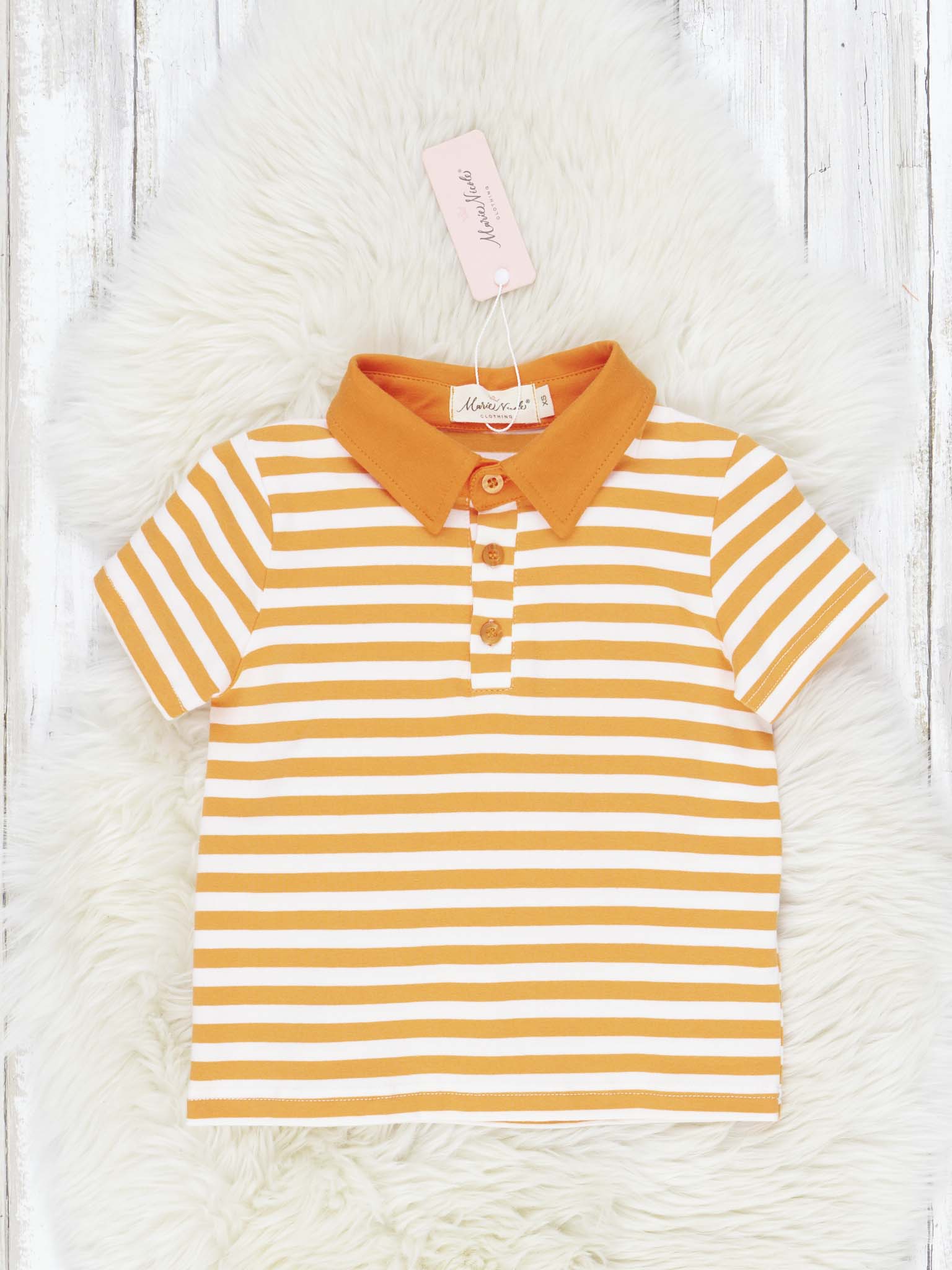 Orange & White Striped Polo - Image 2