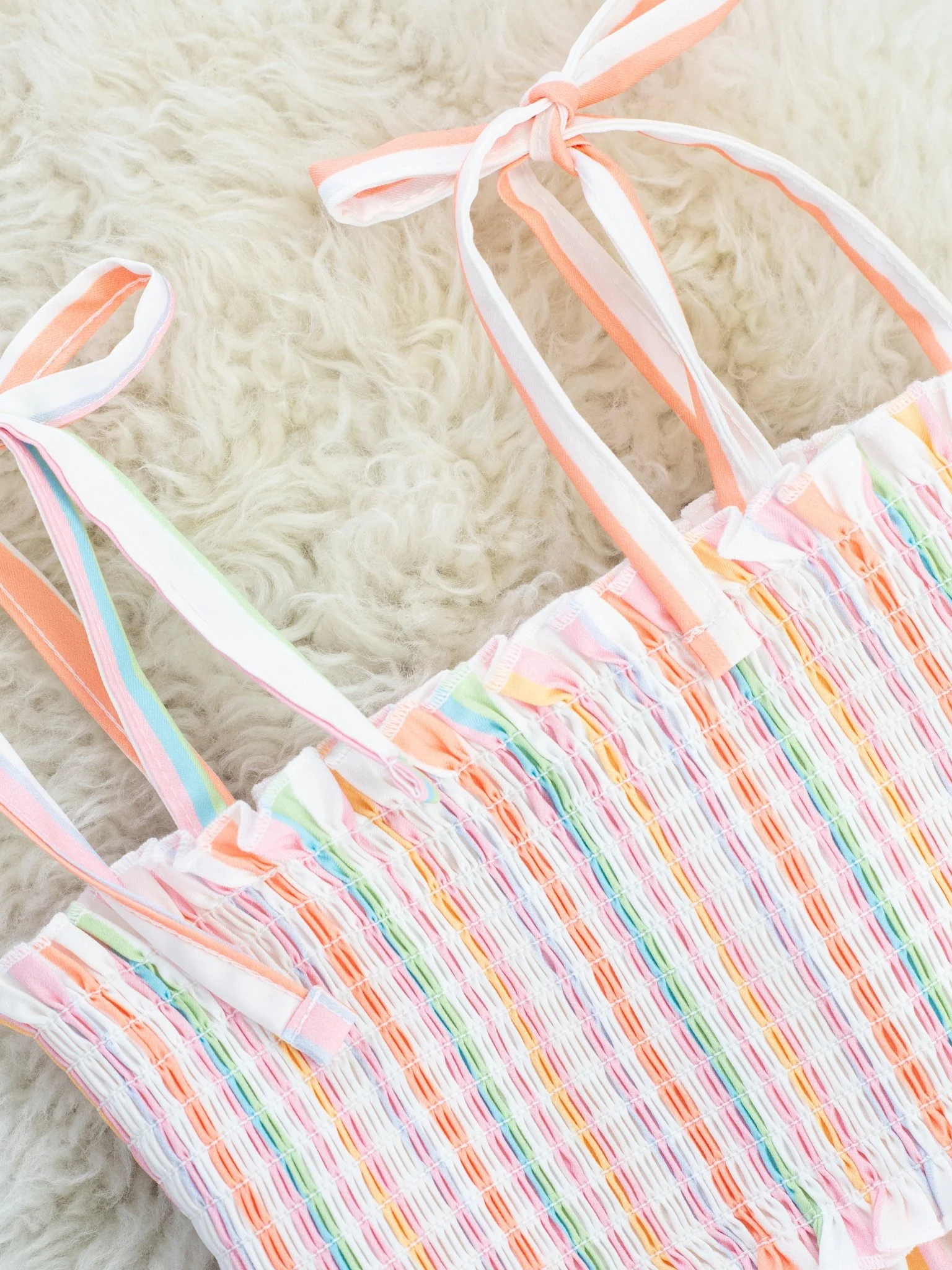 Orange Striped Smocked Ruffle Tank Dress - Image 2