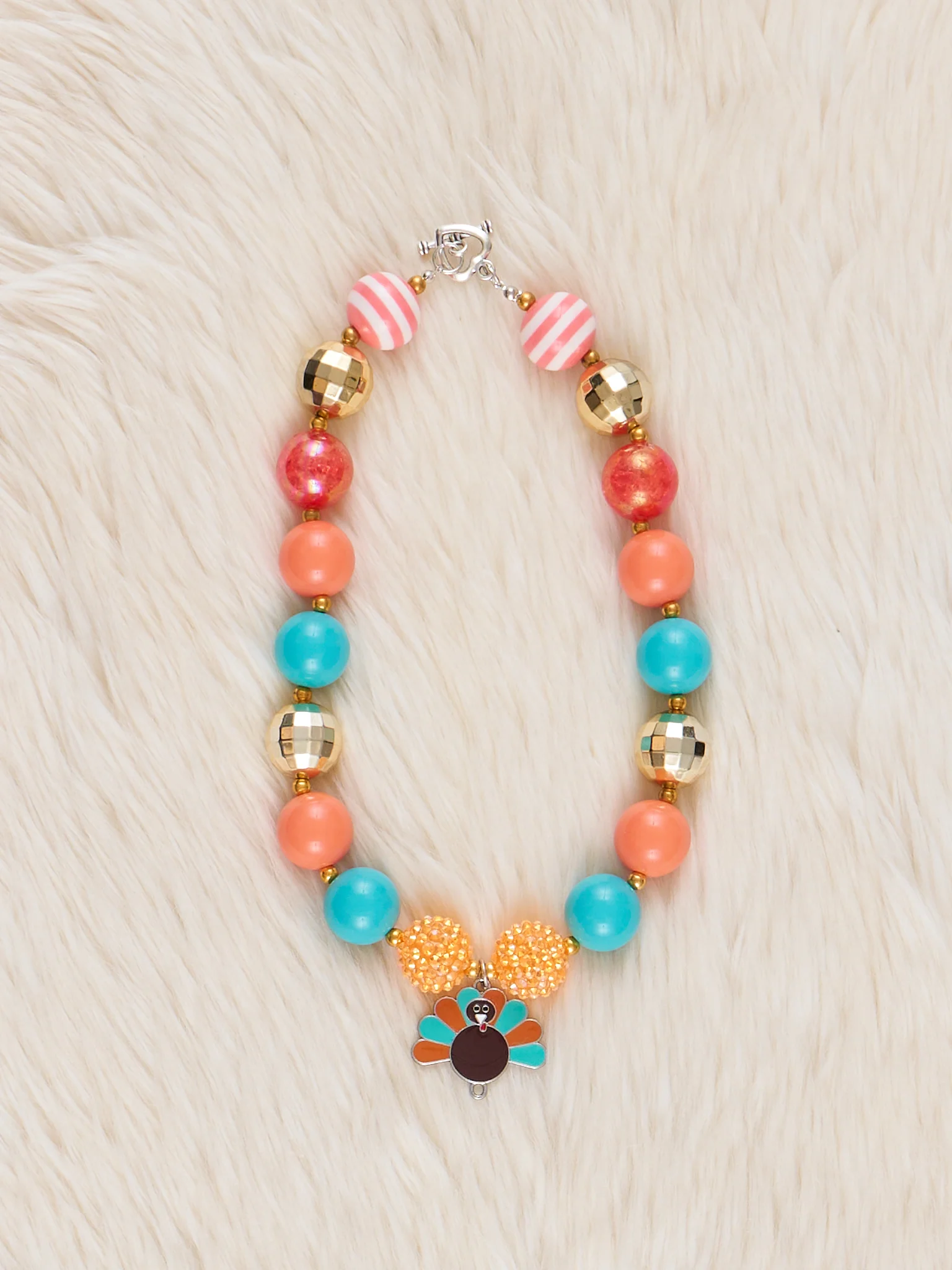 Orange Turkey Sparkle Bubblegum Necklace