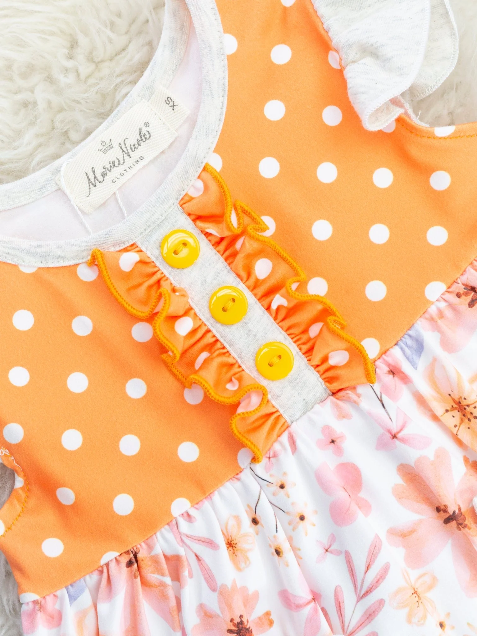Orange Watercolor Daisy Ruffle Outfit - Image 3