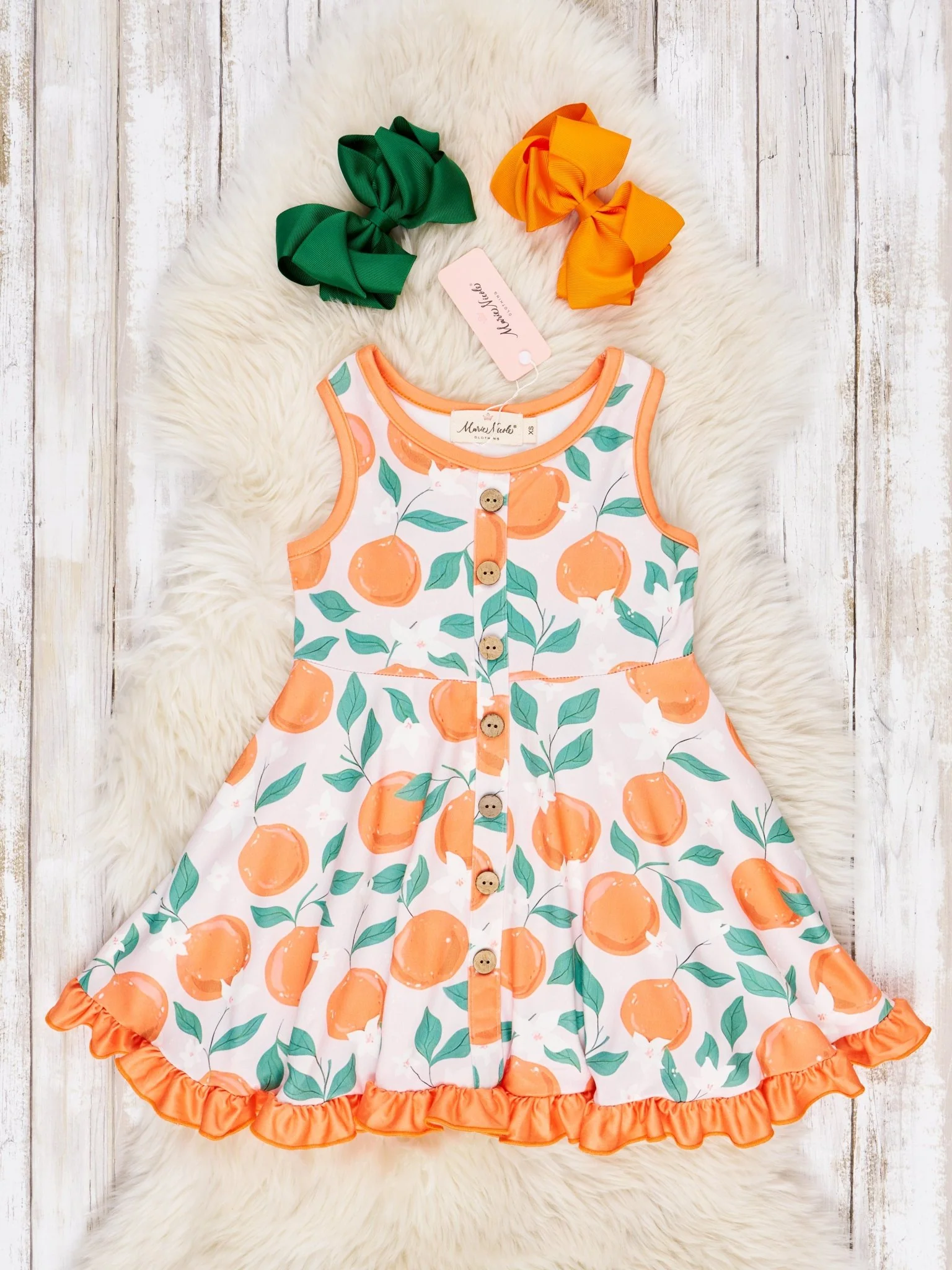 Oranges & Floral Ruffle Dress