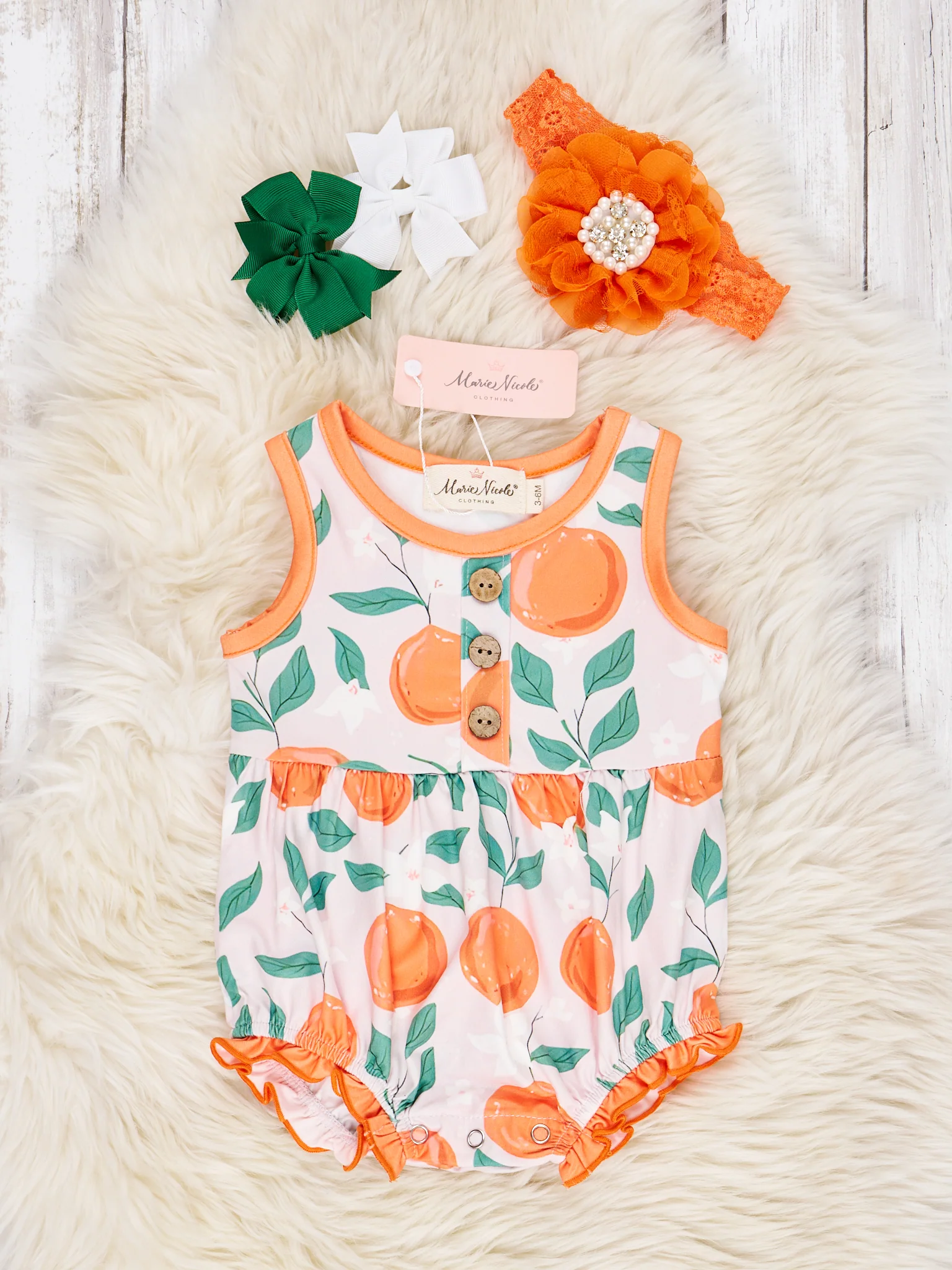 Oranges & Floral Ruffle Romper