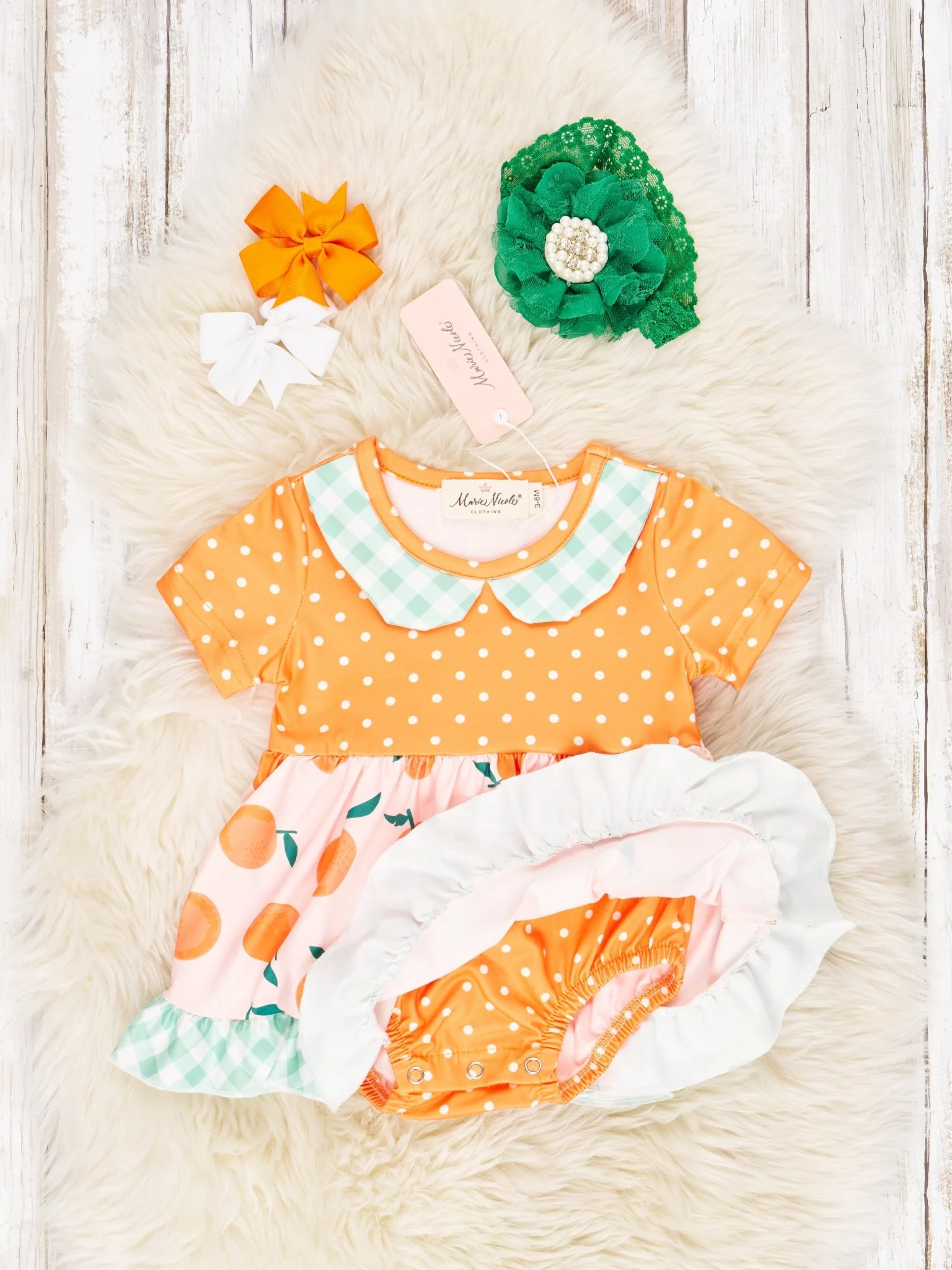 Oranges Vintage Ruffle Dressy Romper - Image 2