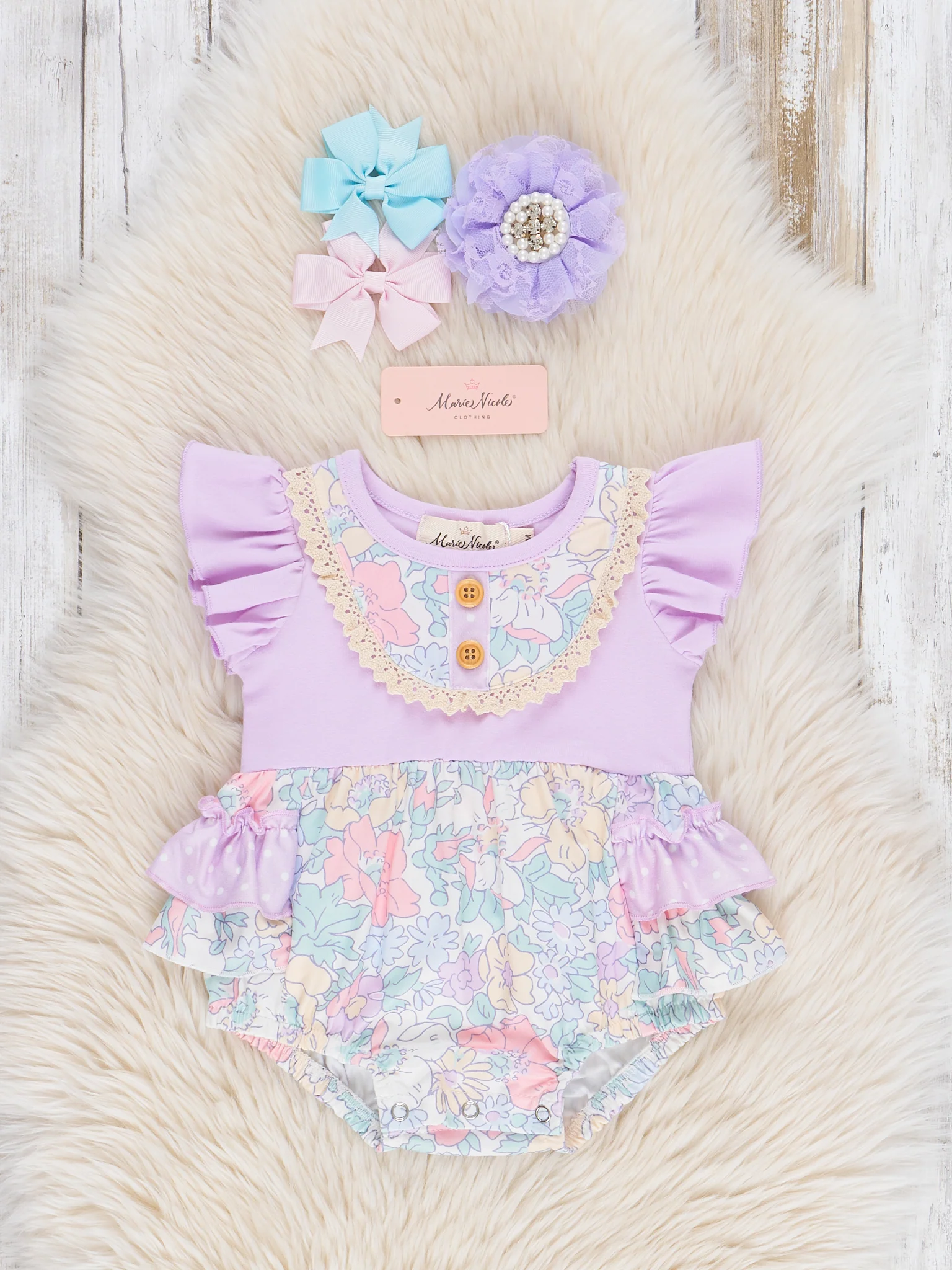 Orchid Garden Ruffle Bubble Romper