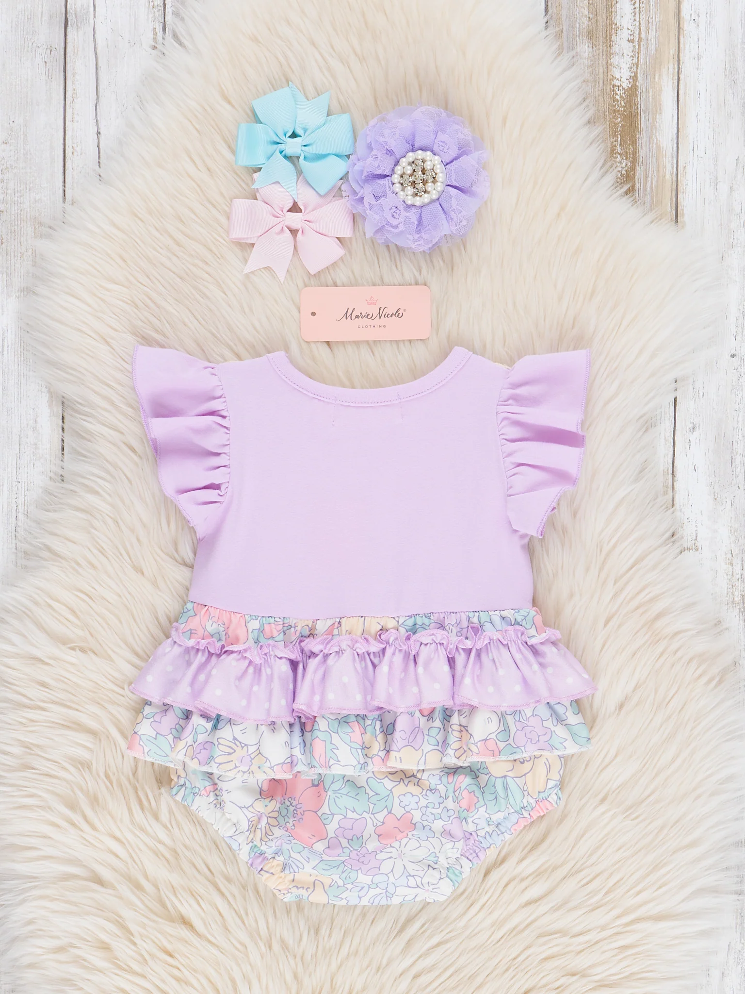 Orchid Garden Ruffle Bubble Romper - Image 2
