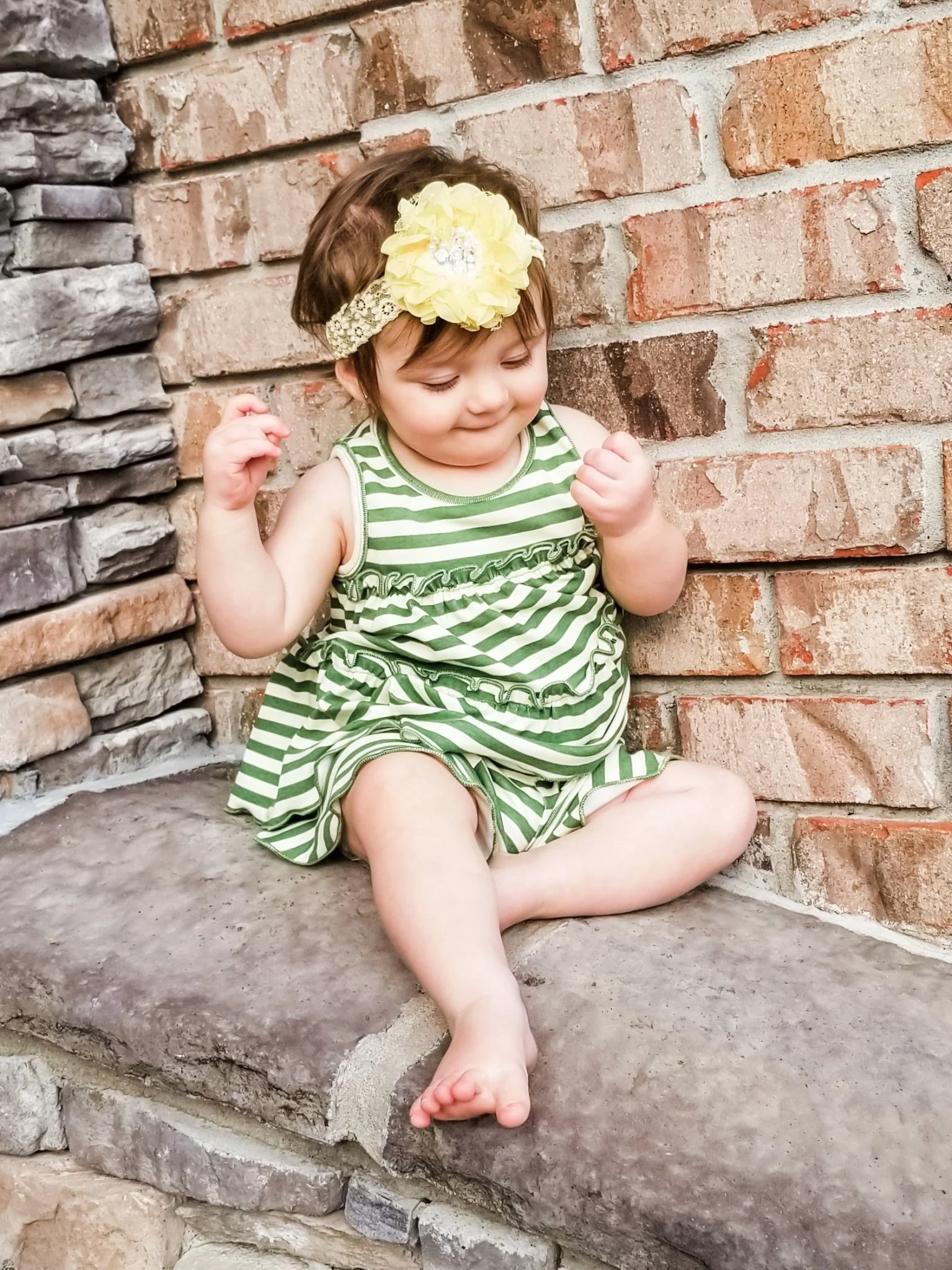 Pocket Ruffle Short - Olive/Cream Striped - Image 6