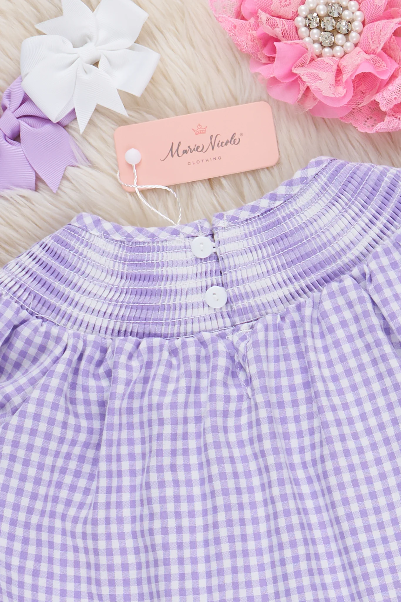 Party Hat Smocked Gingham Dress - Image 3