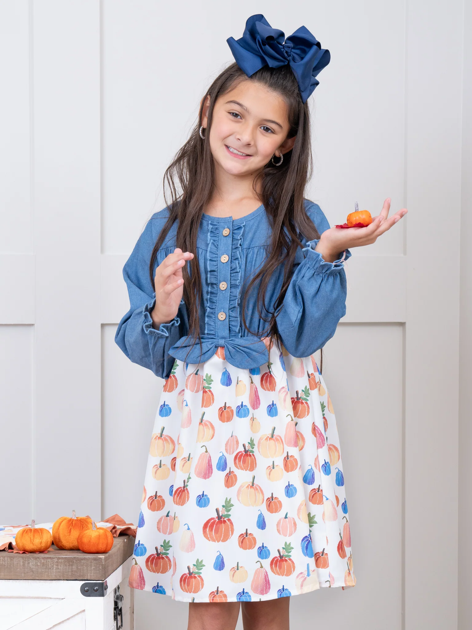 Party Pumpkins Chambray Dress