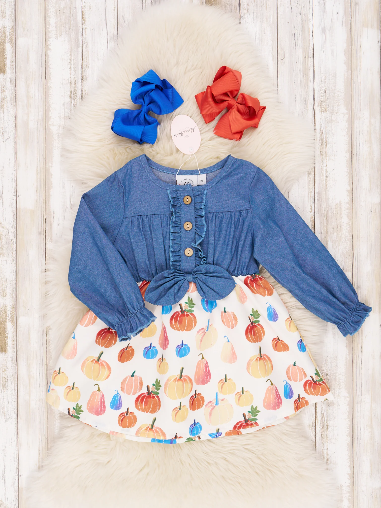 Party Pumpkins Chambray Dress - Image 2
