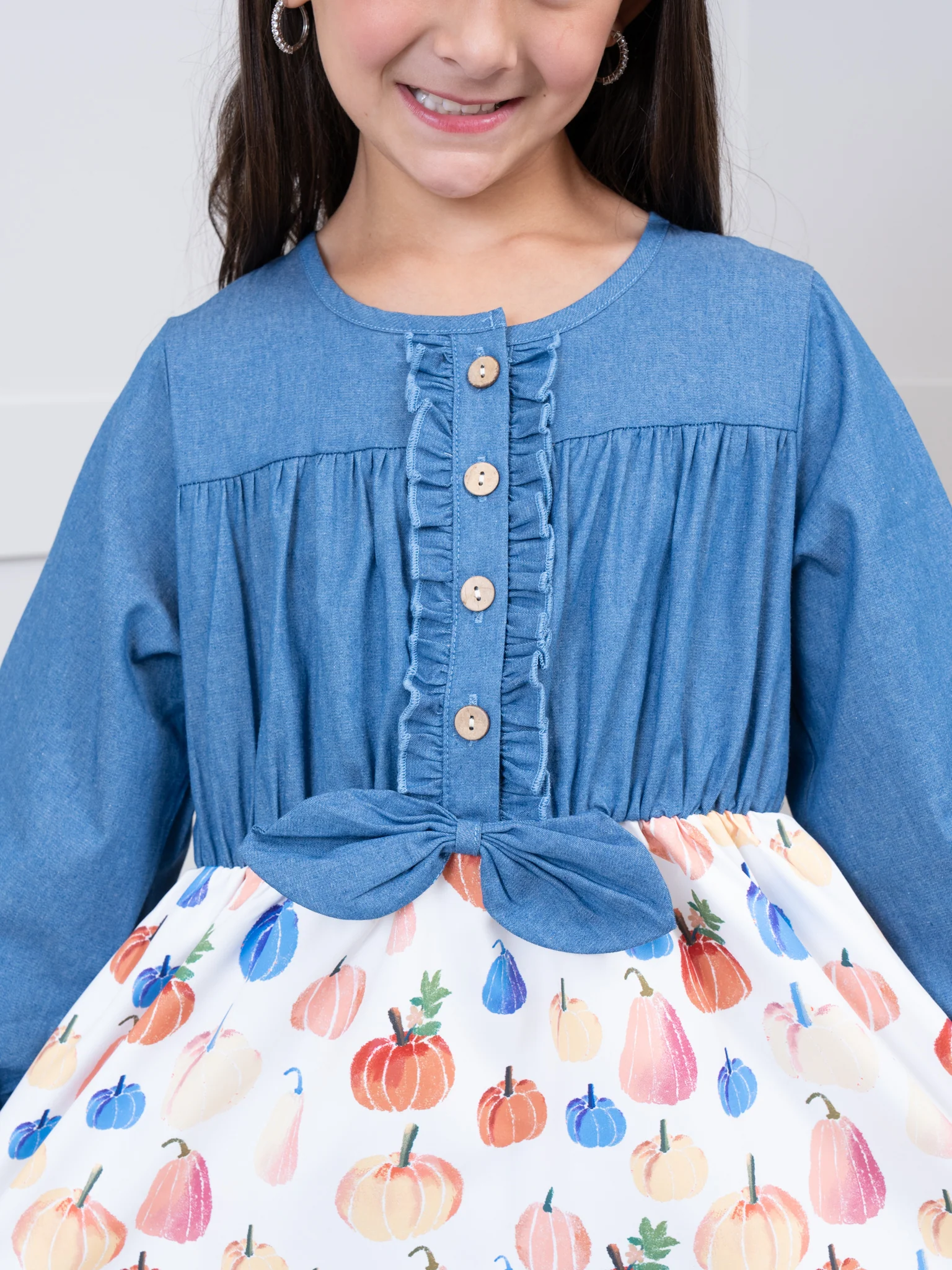 Party Pumpkins Chambray Dress - Image 3