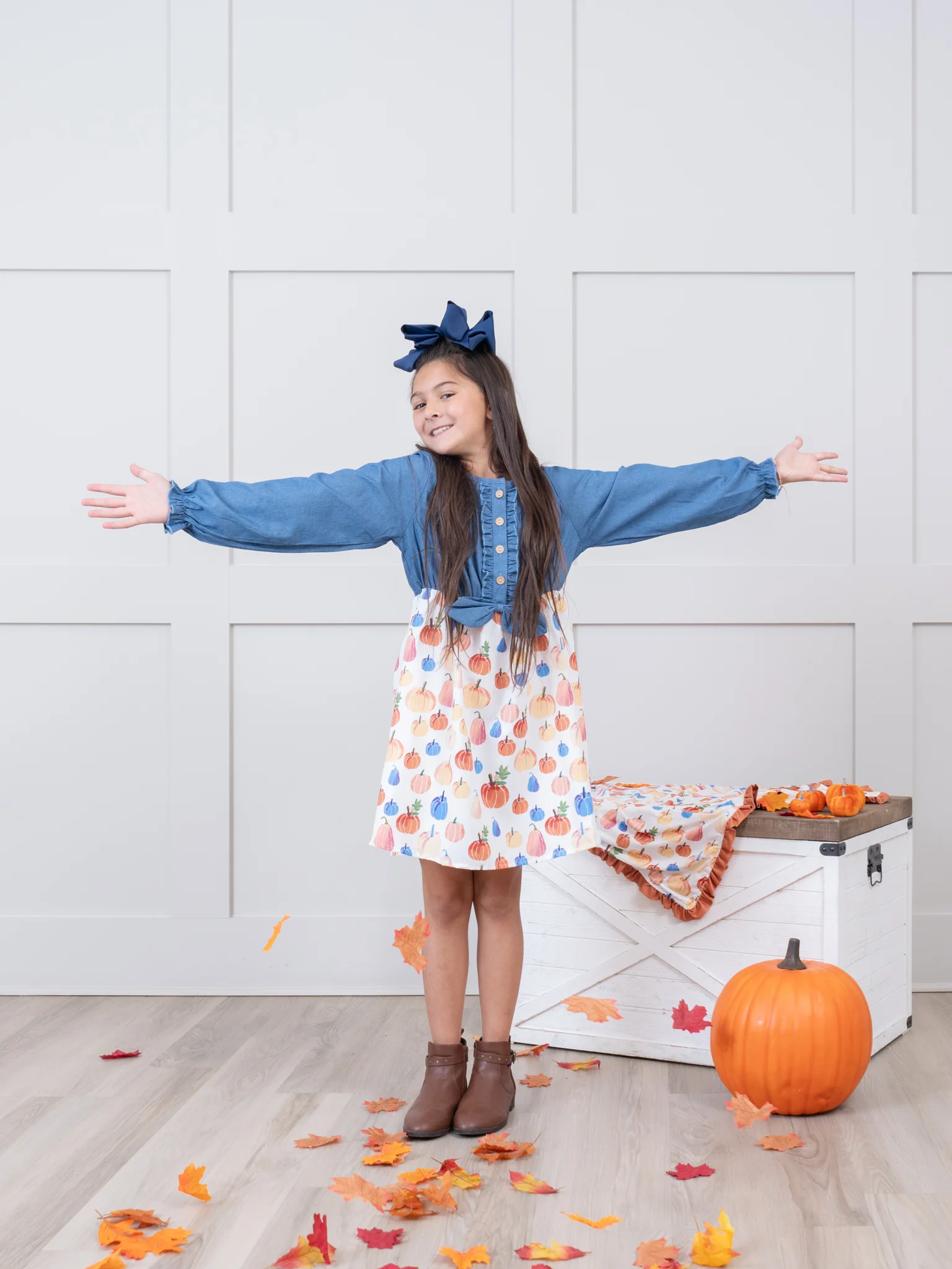 Party Pumpkins Chambray Dress - Image 5