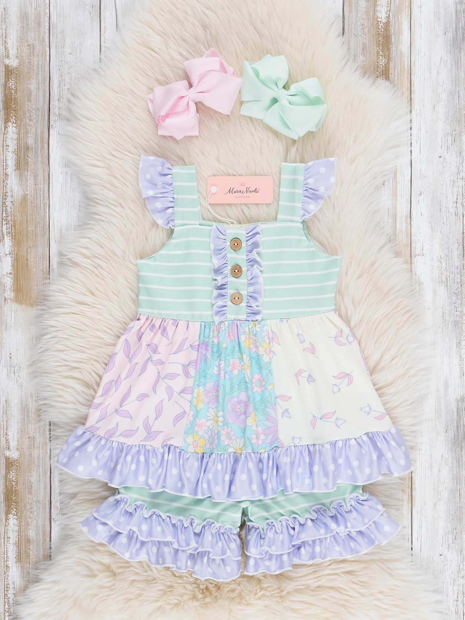 Pastel Buds & Blooms Ruffle Outfit - Image 2