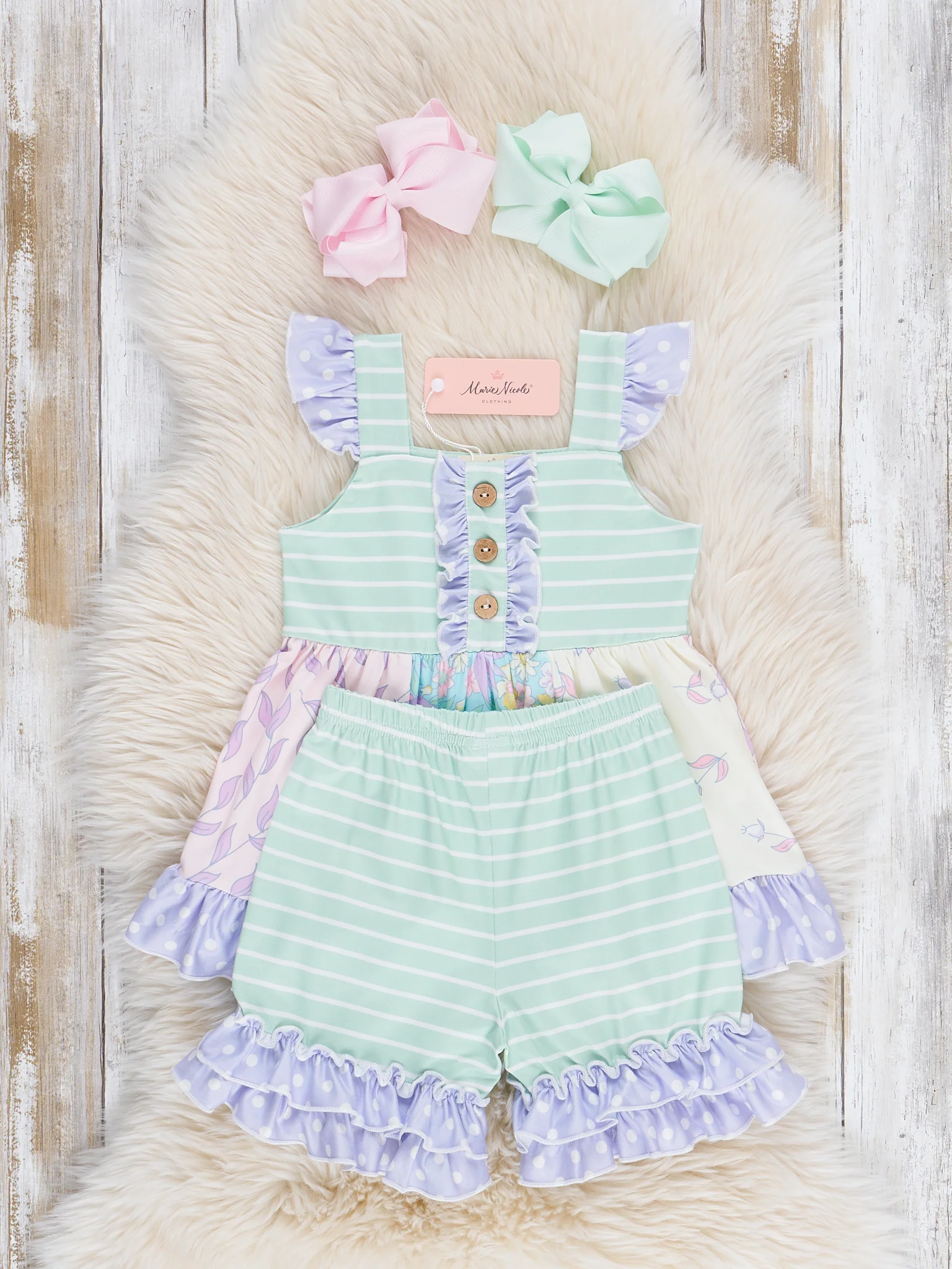 Pastel Buds & Blooms Ruffle Outfit - Image 4