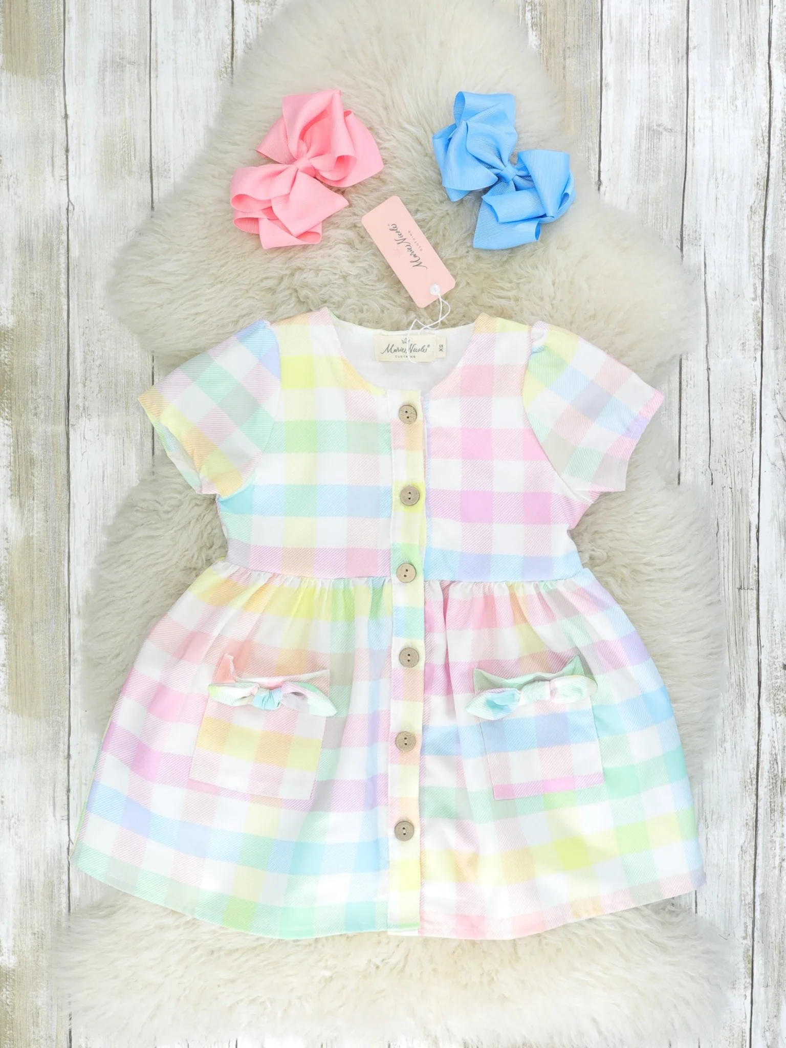 Pastel Gingham Pocket Dress