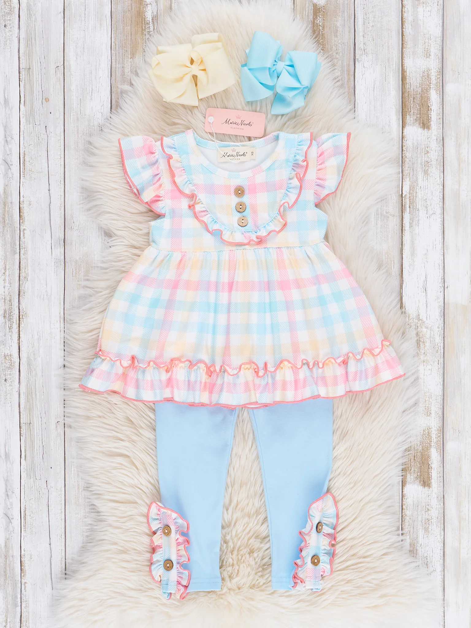 Pastel Gingham Ruffle Outfit - Image 2