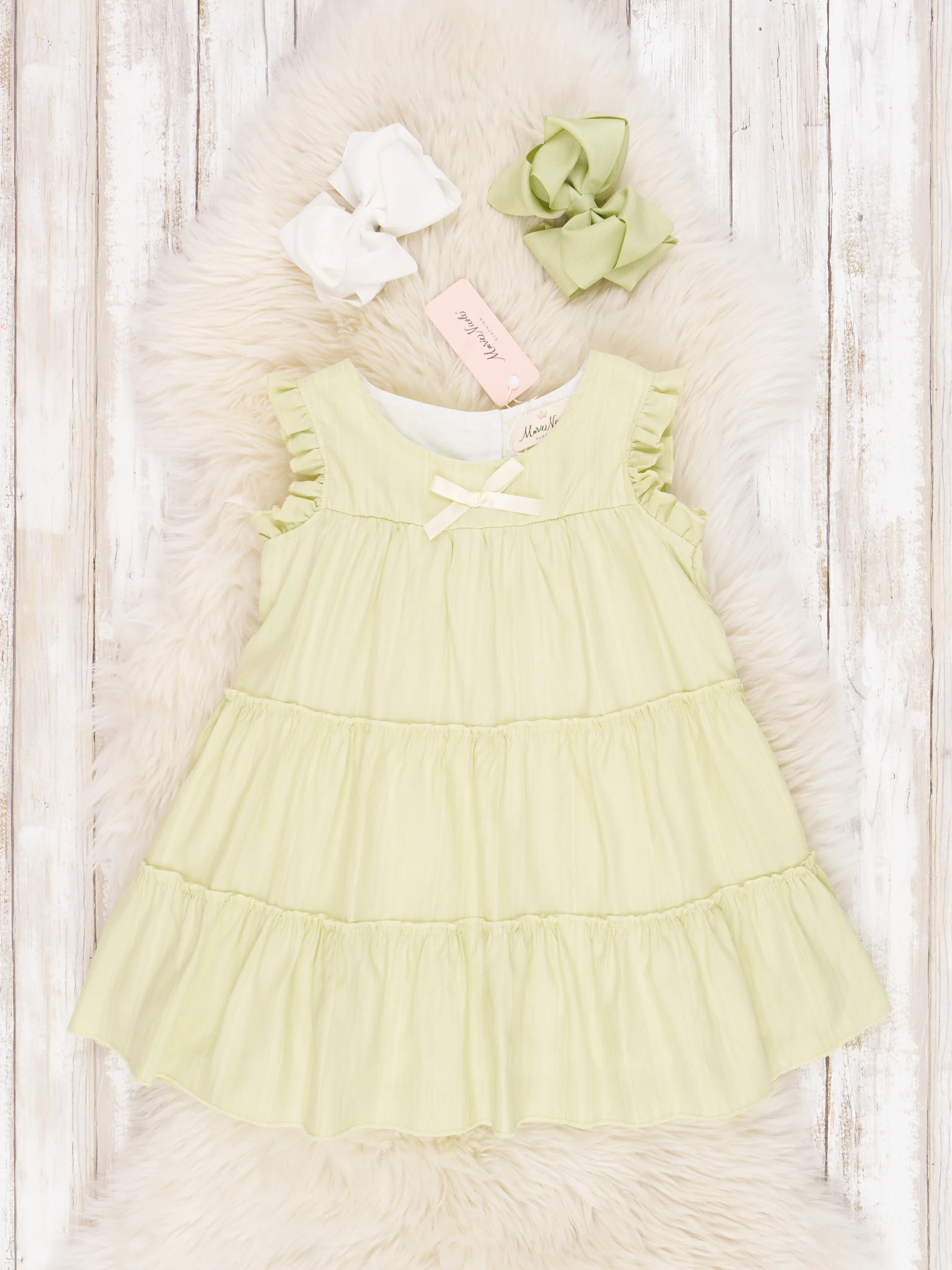 Pastel Green Ruffle Bow Dress