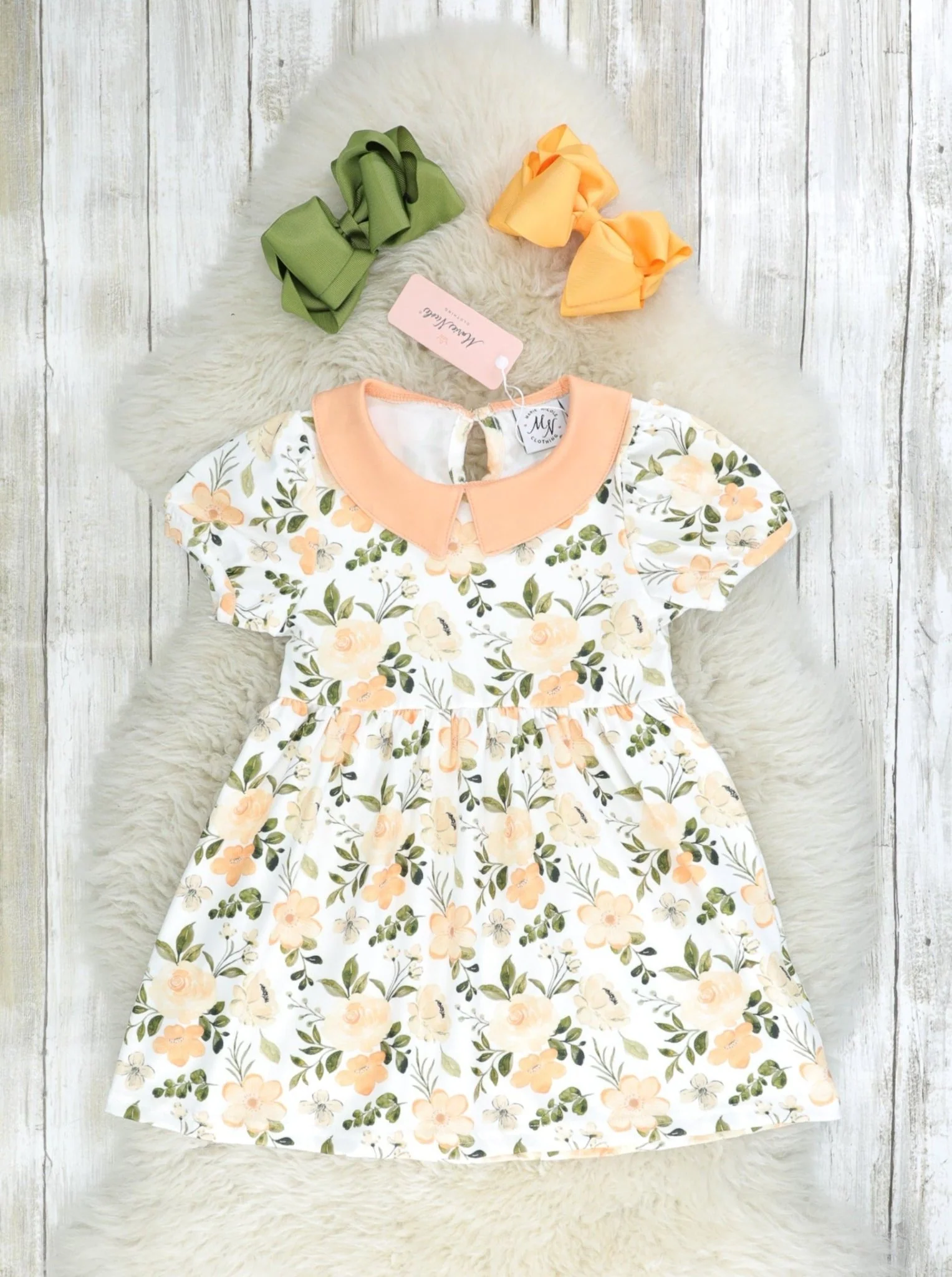 Pastel Orange Rose Vintage Dress