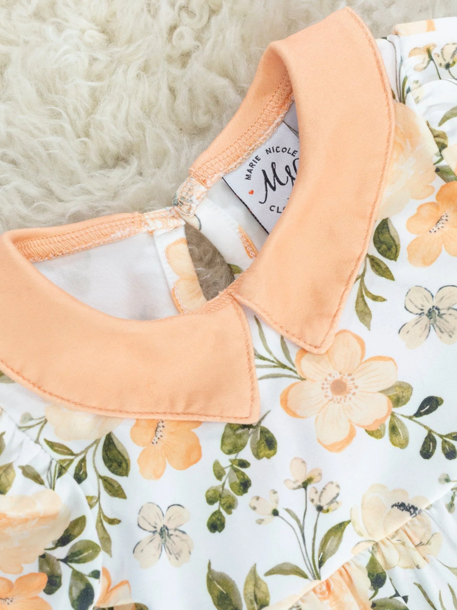 Pastel Orange Rose Vintage Dress - Image 2