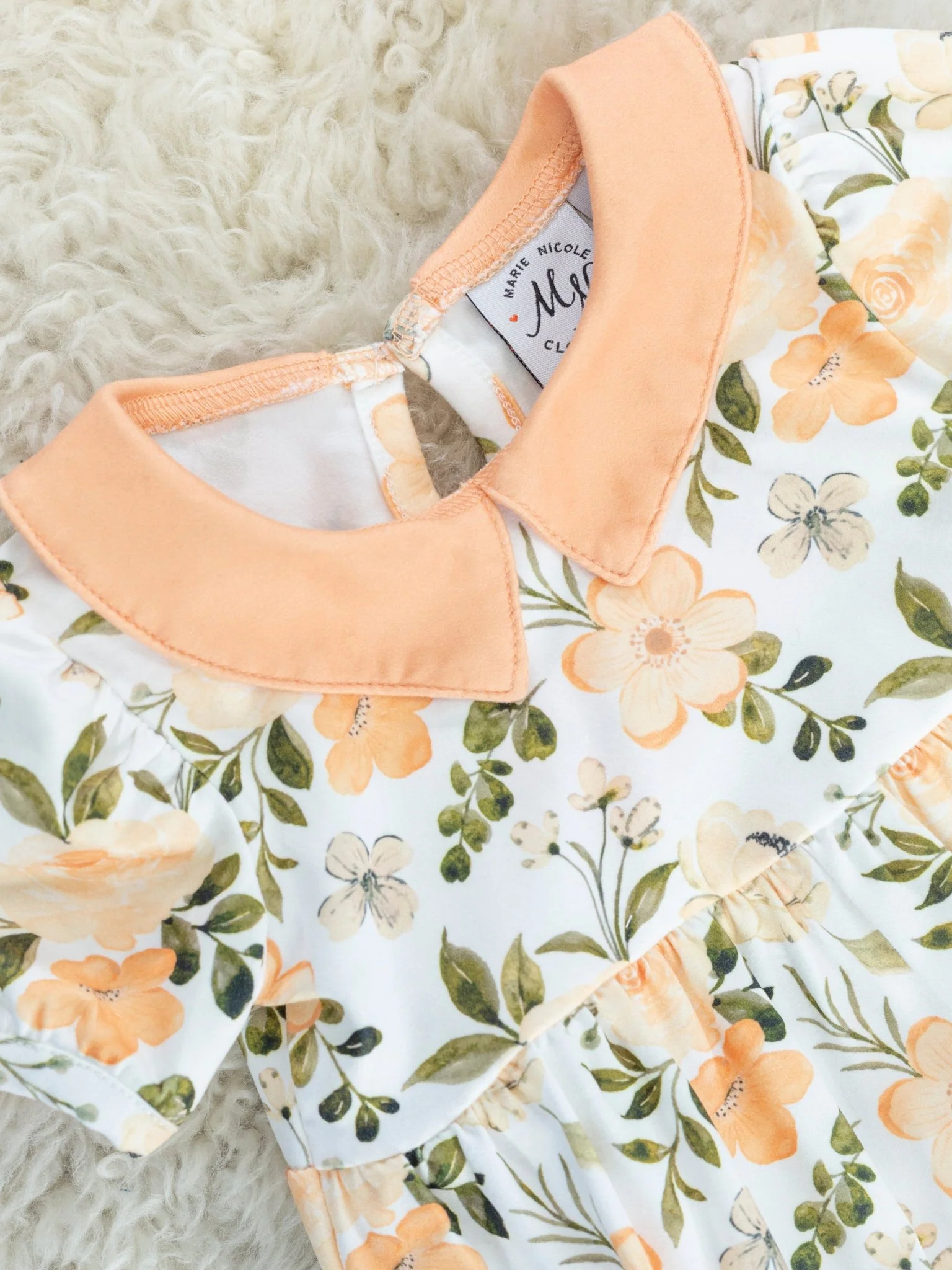 Pastel Orange Rose Vintage Romper - Image 2
